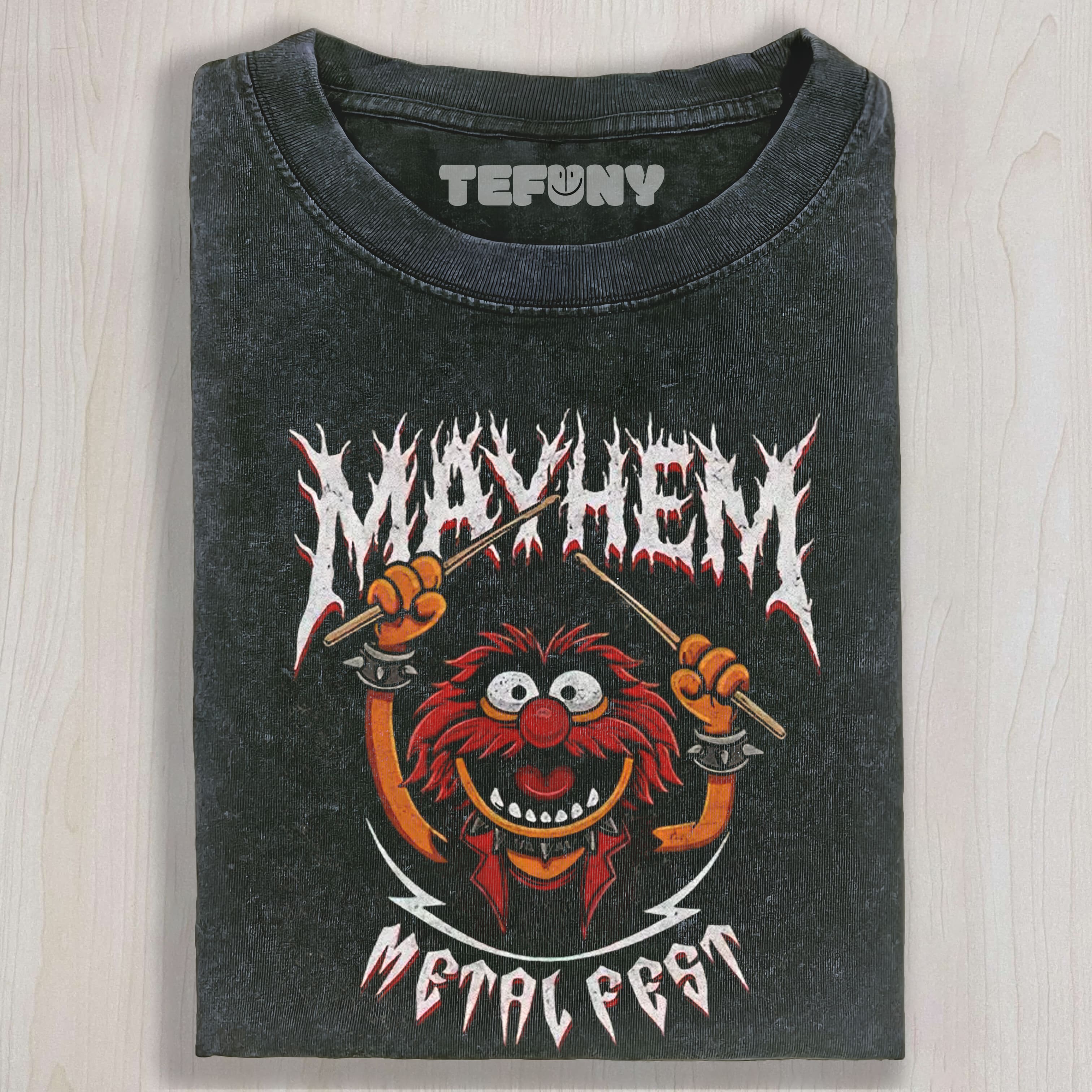 MUPPET ANIMAL METAL FEST GRAPHIC WASHED UNISEX TEE, TANK TOP, LAYERED LS, SWEATSHIRT & HOODIE