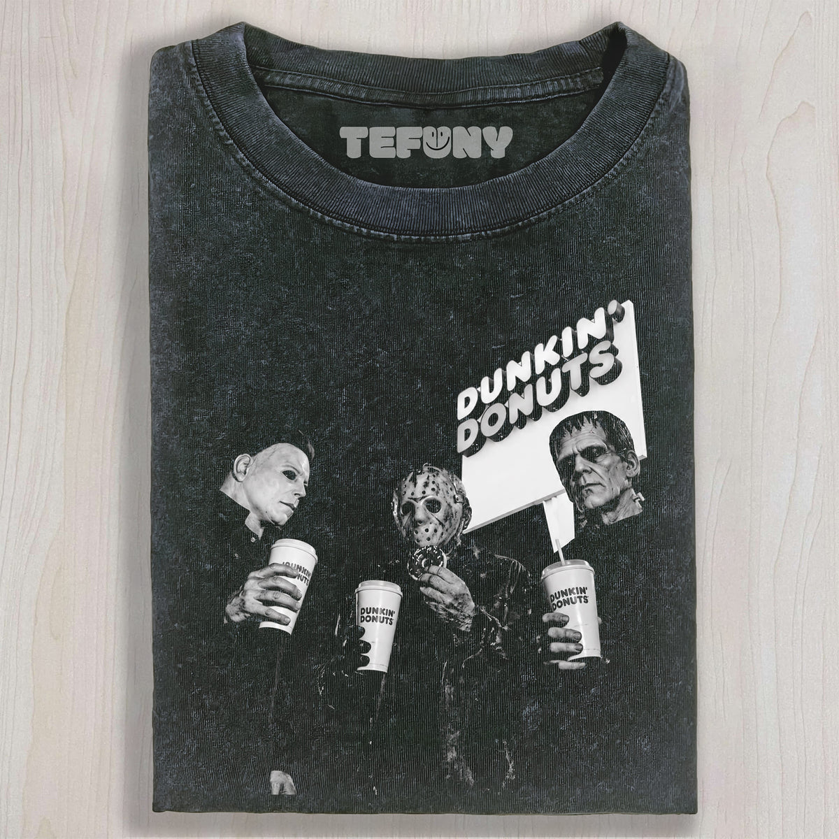 MYERS,JASON & FRANKENSTEIN DRINKING UNISEX TEE, TANK TOP, LAYERED LS, SWEATSHIRT & HOODIE