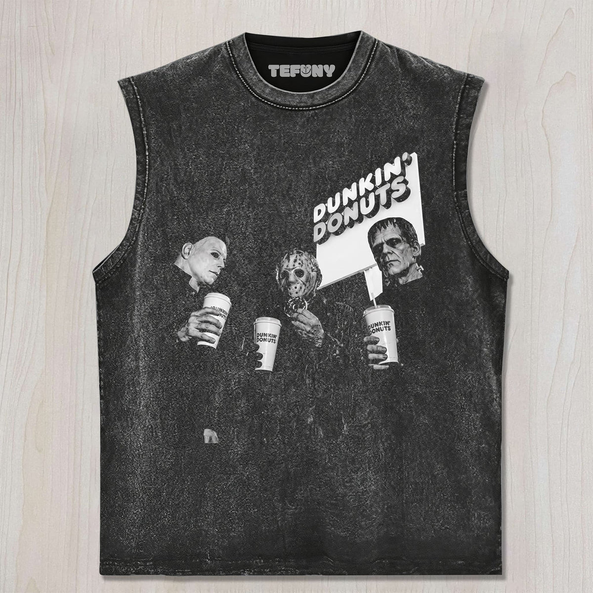 MYERS,JASON & FRANKENSTEIN DRINKING UNISEX TEE, TANK TOP, LAYERED LS, SWEATSHIRT & HOODIE