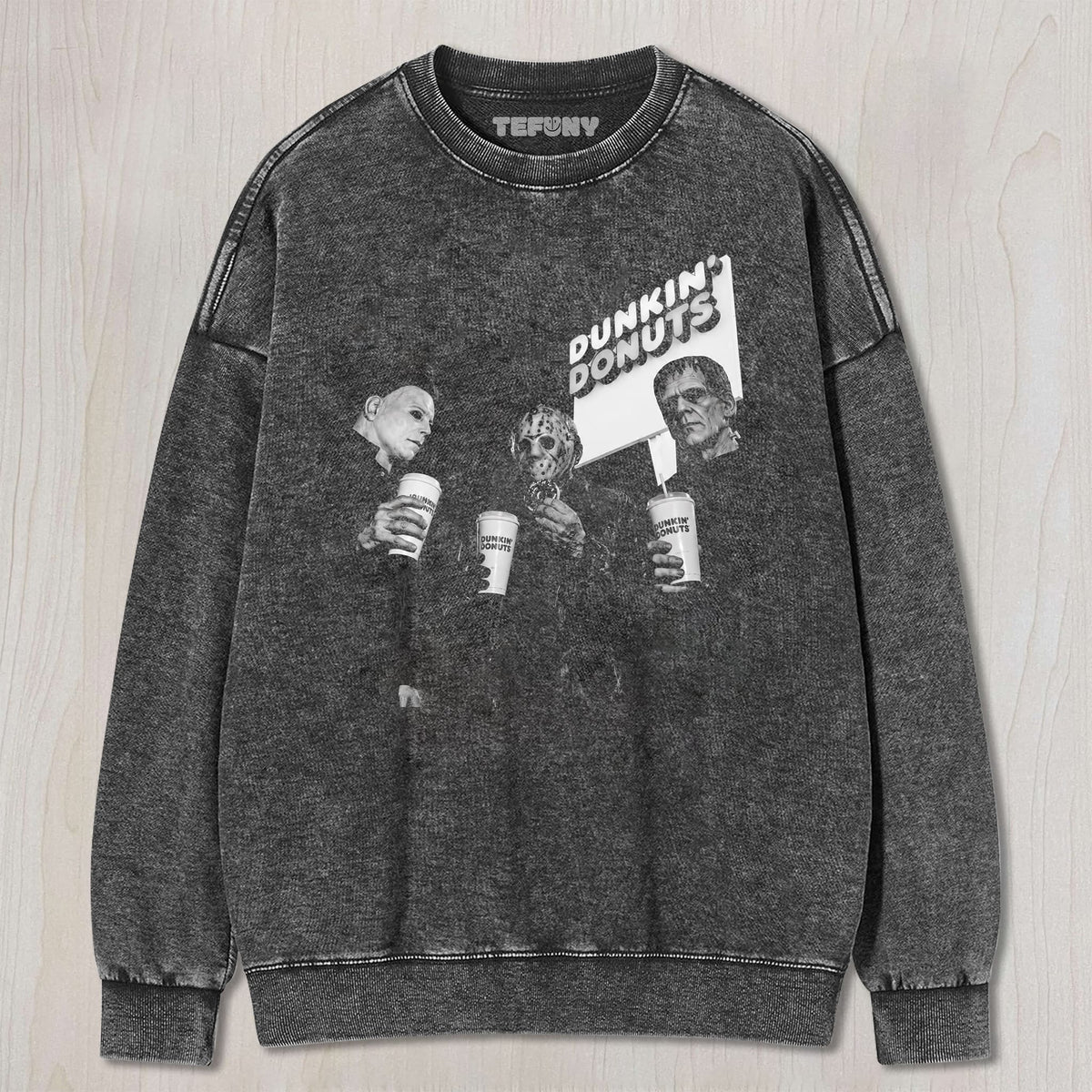 MYERS,JASON & FRANKENSTEIN DRINKING UNISEX TEE, TANK TOP, LAYERED LS, SWEATSHIRT & HOODIE