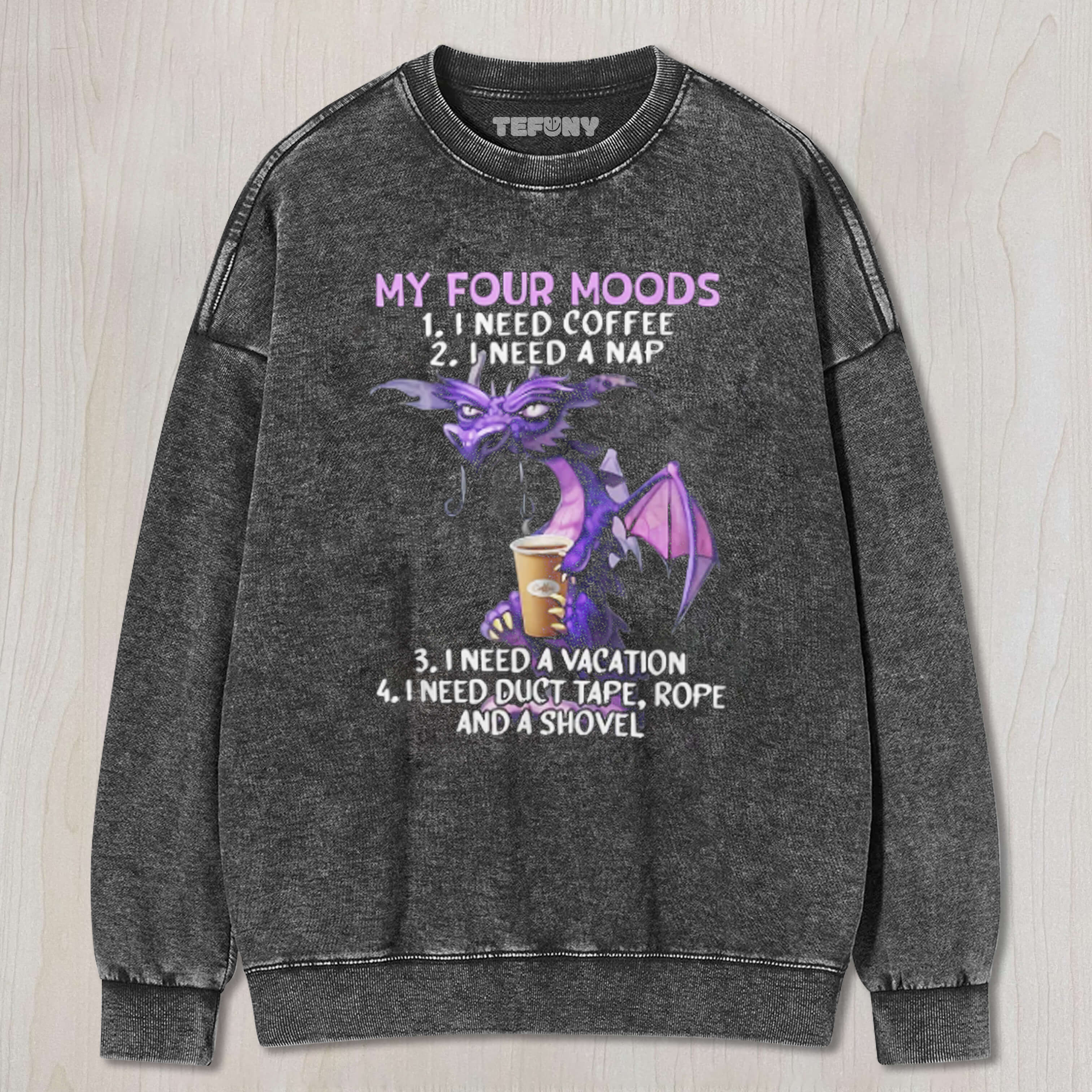 MY FOUR MOOD FUNNY DRAGON T-SHIRT