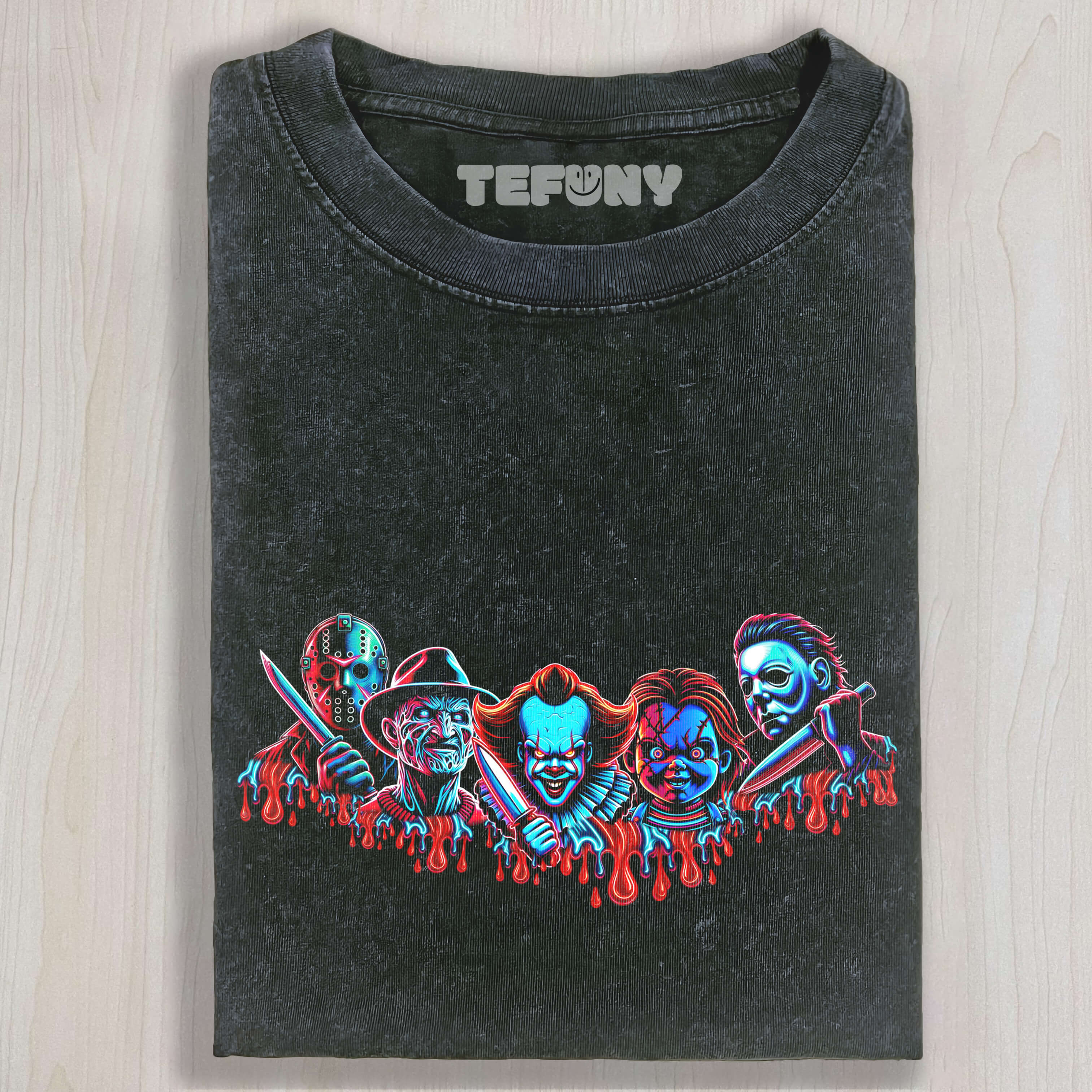 NEON HORROR MOVIE PUZZLE T-SHIRT