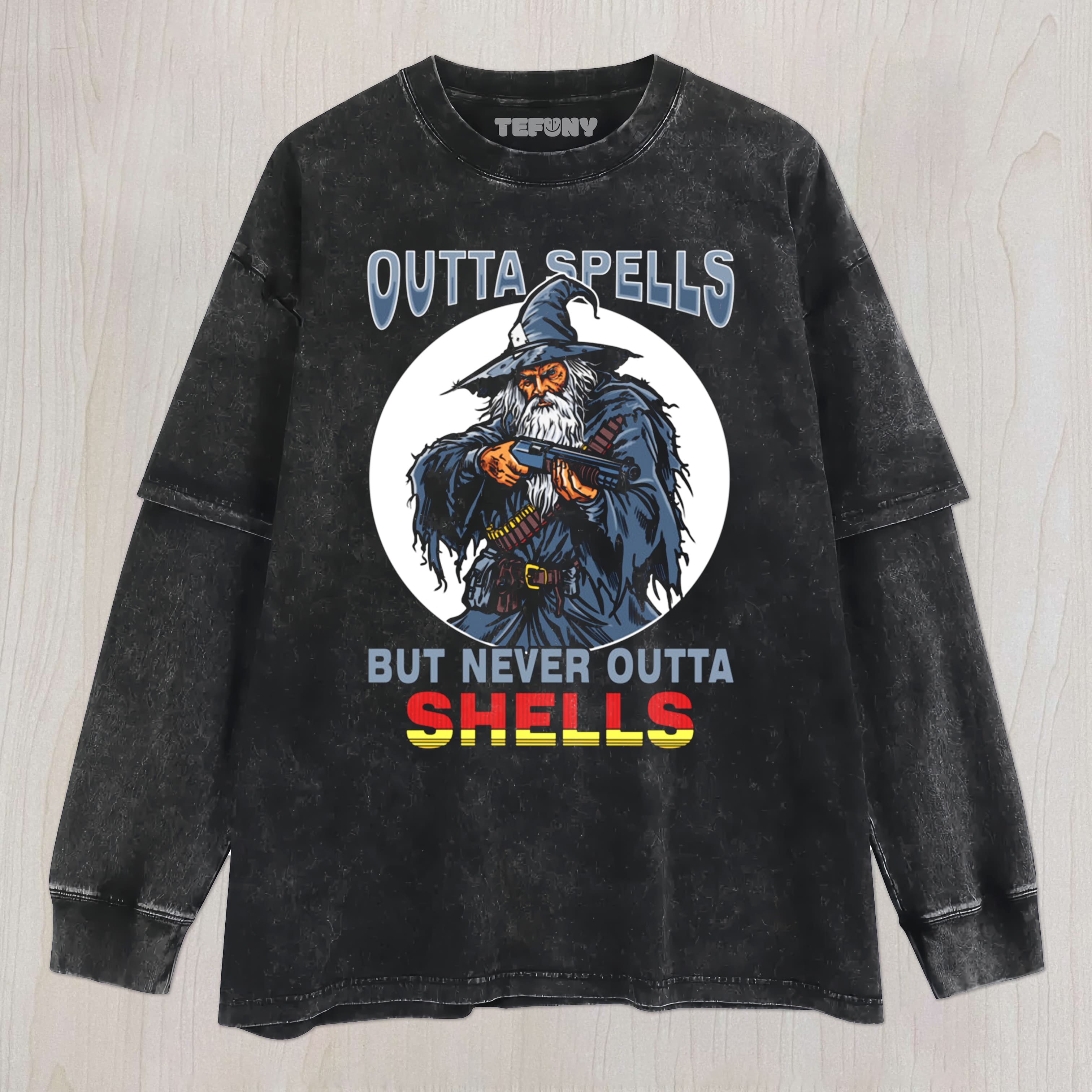 NEVER OUTTA SHELLS WIZARD UNISEX TEE, TANK TOP, LAYERED LS, SWEATSHIRT & HOODIE