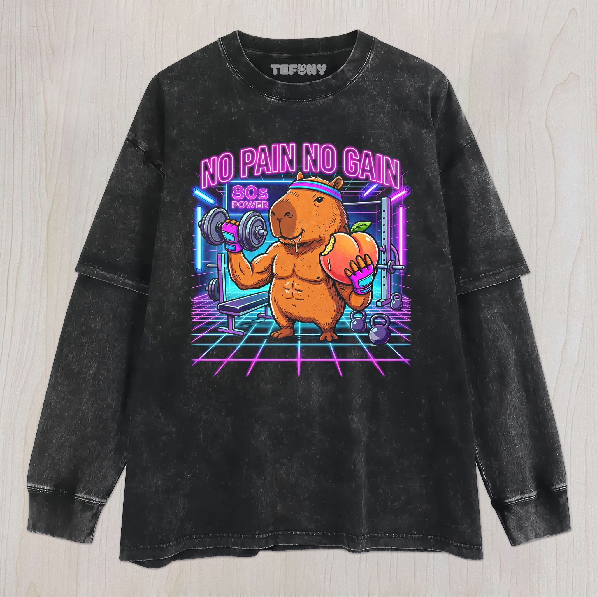 NO PAIN NO GAIN 80S UNISEX TEE, TANK TOP, LAYERED LS, SWEATSHIRT & HOODIE
