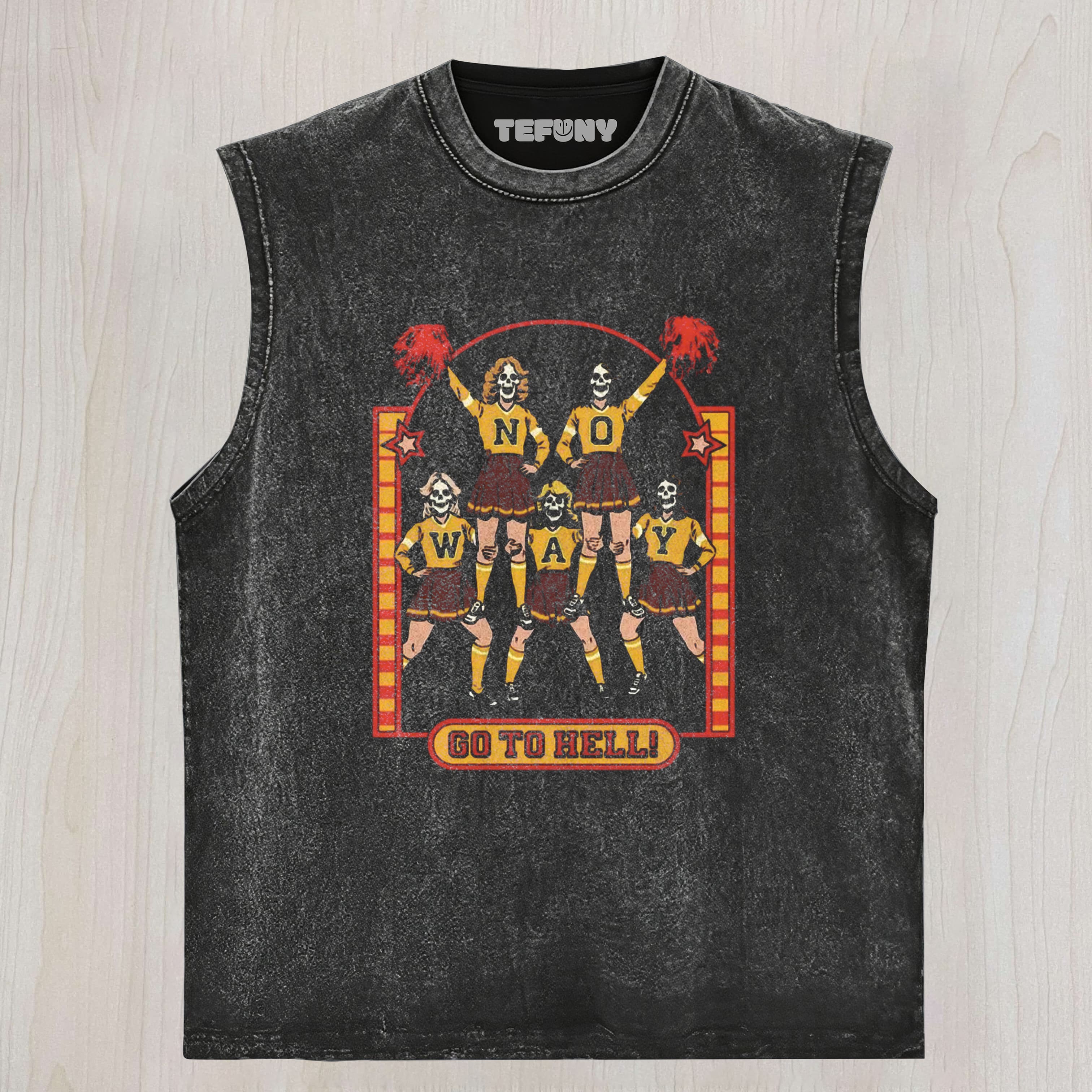 NO WAY SKELETON CHEERLEADER UNISEX TEE, TANK TOP, LAYERED LS, SWEATSHIRT & HOODIE