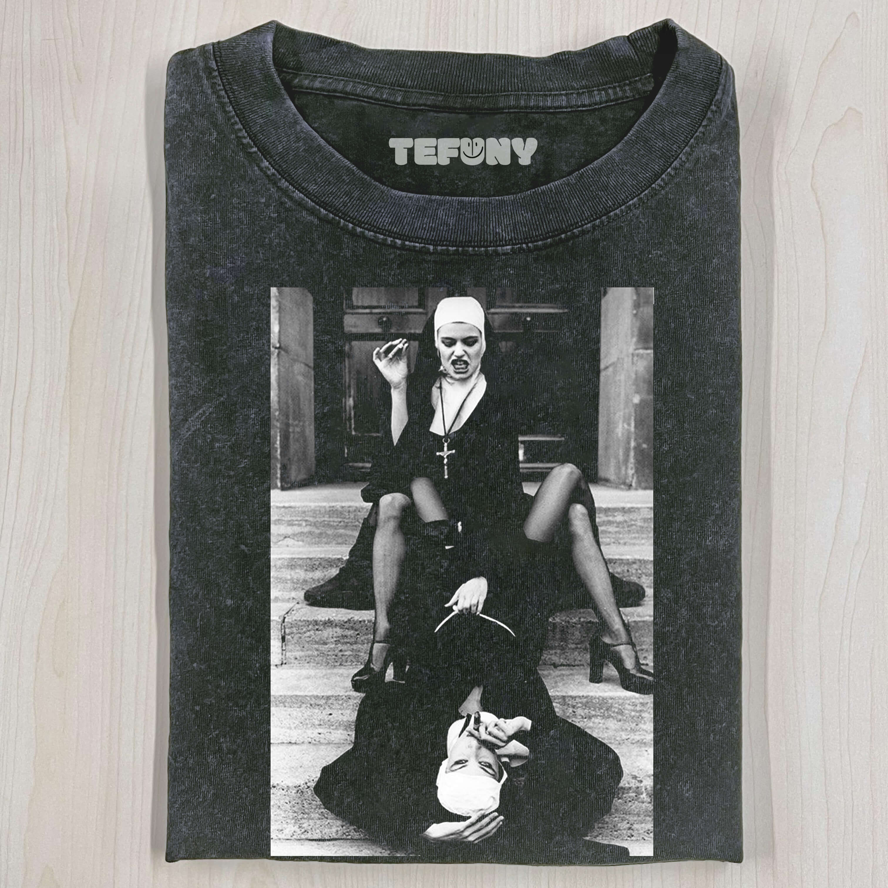 NUN SMOKING A CIGAR T-SHIRT