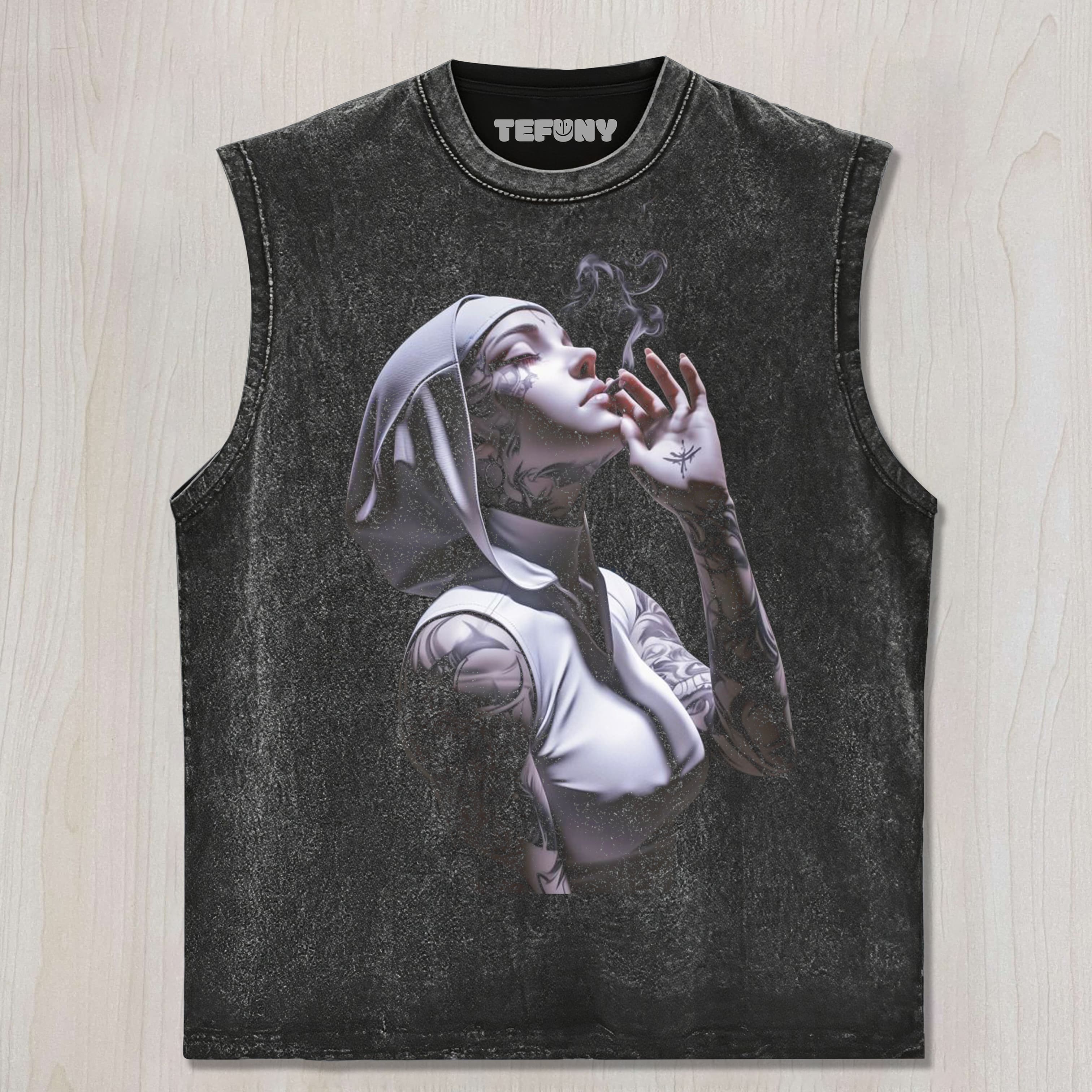NUN SMOKING UNISEX TEE, TANK TOP, LAYERED LS, SWEATSHIRT & HOODIE