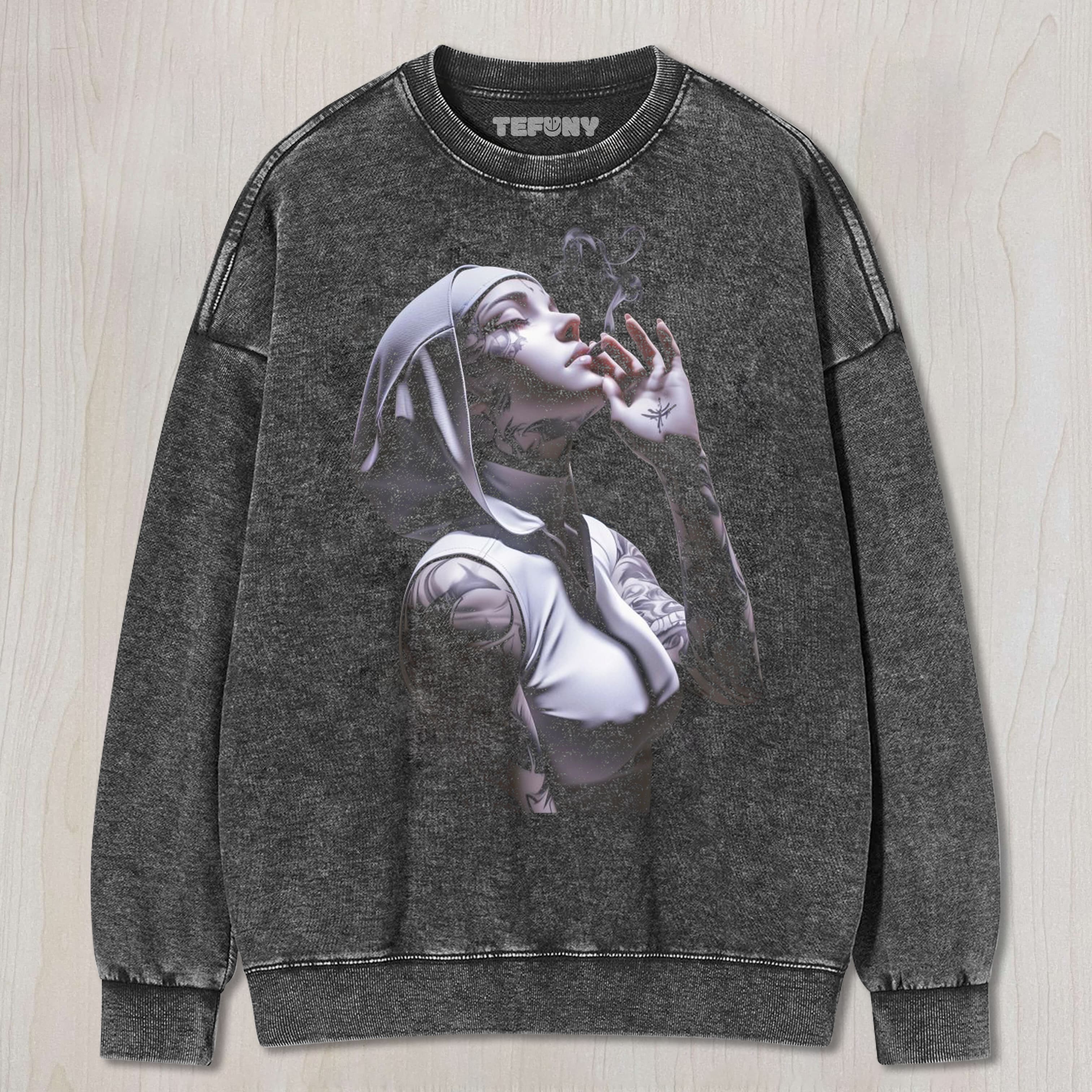 NUN SMOKING UNISEX TEE, TANK TOP, LAYERED LS, SWEATSHIRT & HOODIE