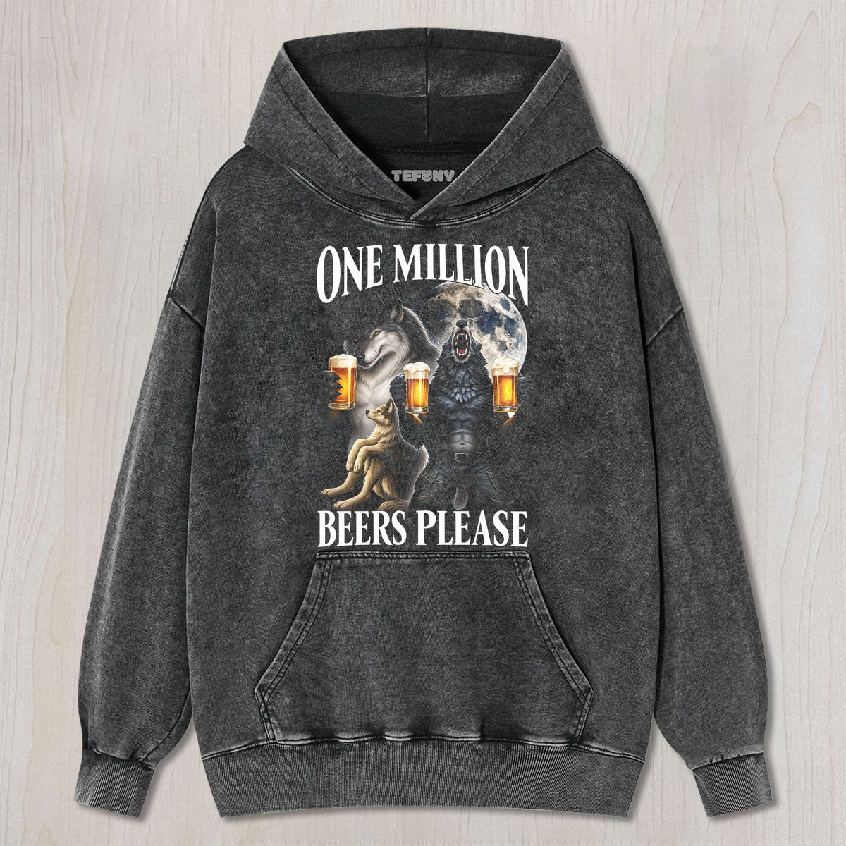 ONE MILLION BEERS WOLF MEME T-SHIRT UNISEX TEE, TANK TOP, LAYERED LS, SWEATSHIRT & HOODIE