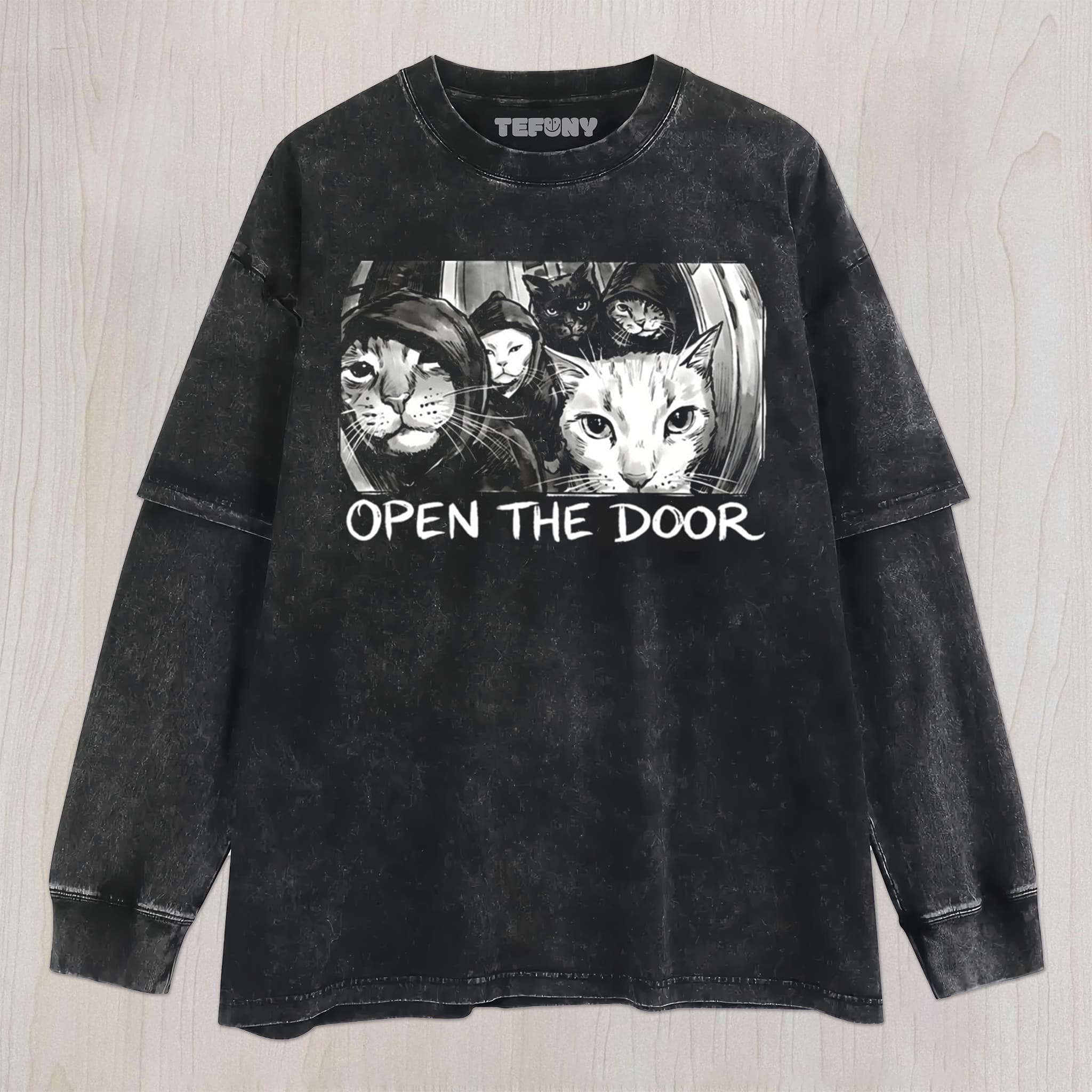 OPEN THE DOOR GANG CAT UNISEX TEE, TANK TOP, LAYERED LS, SWEATSHIRT & HOODIE