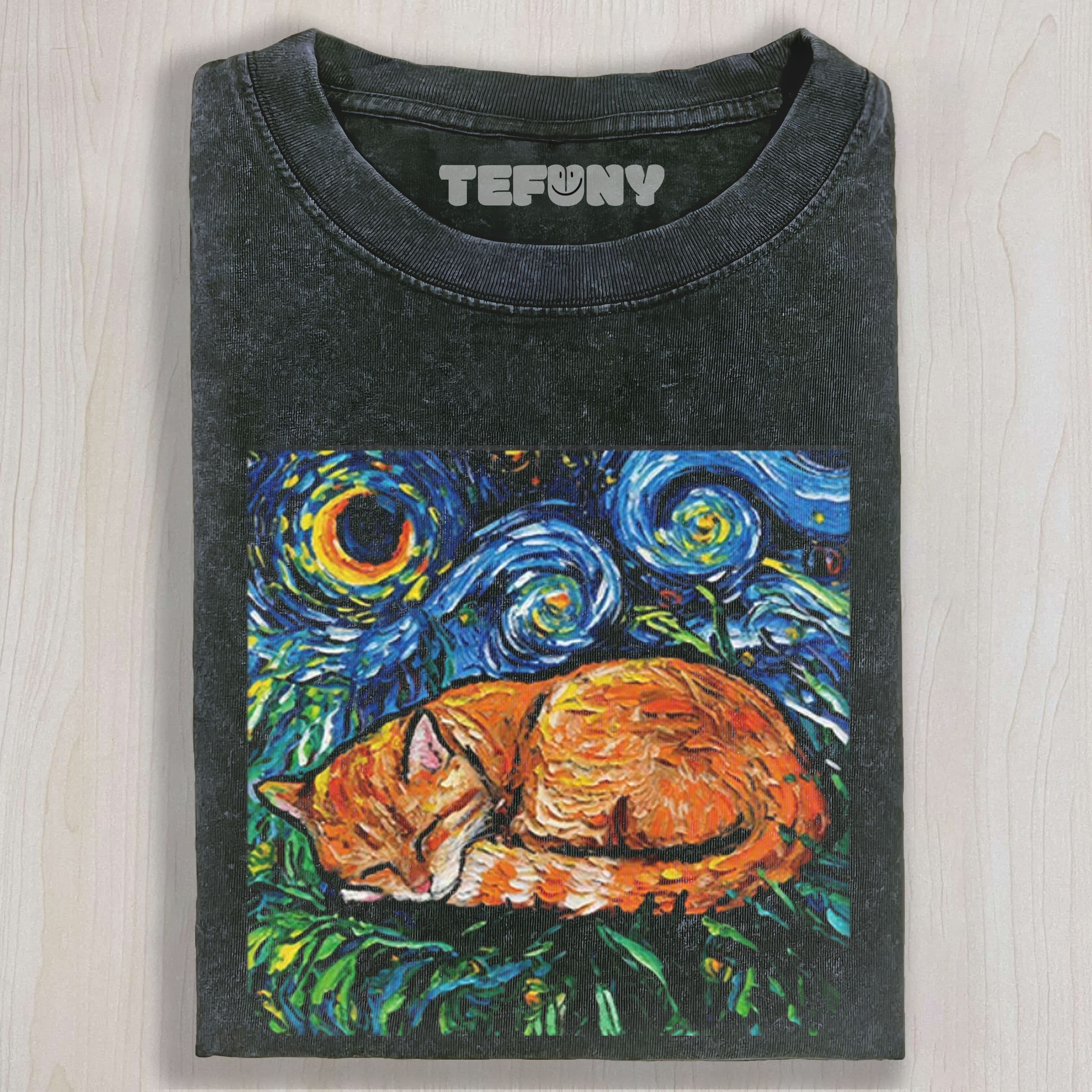ORANGE TABBY NIGHT FULL UNISEX TEE, TANK TOP, LAYERED LS, SWEATSHIRT & HOODIE