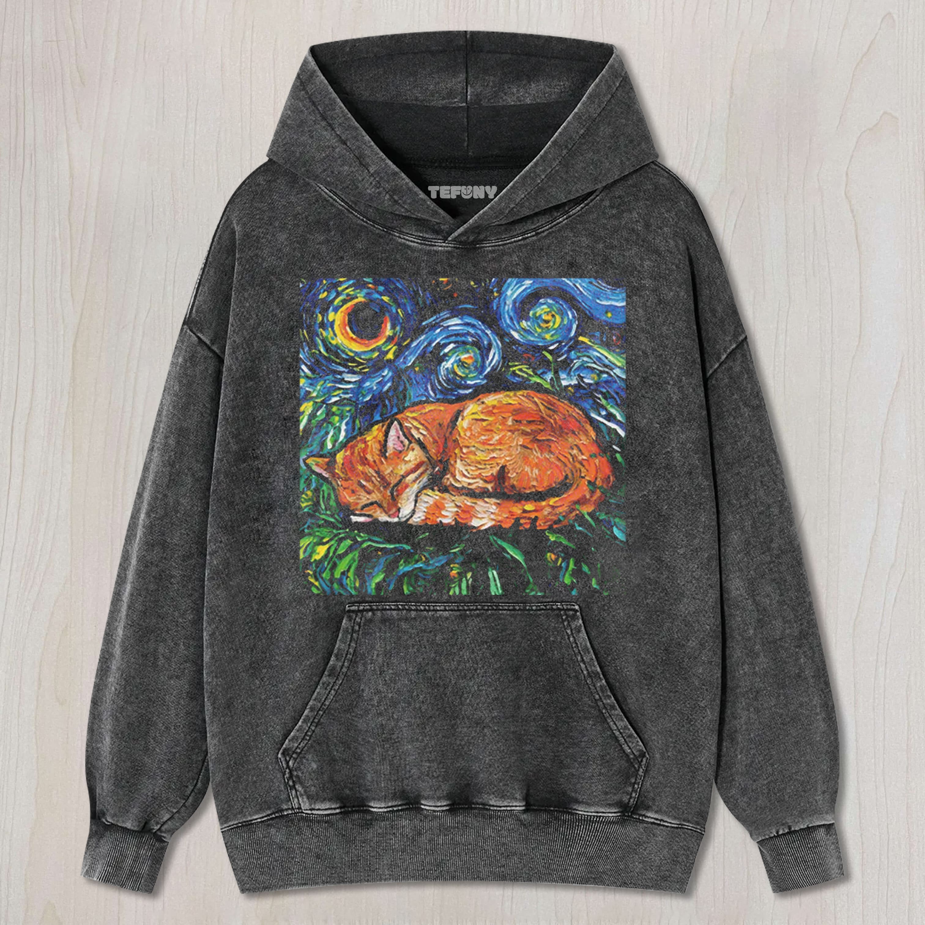 ORANGE TABBY NIGHT FULL UNISEX TEE, TANK TOP, LAYERED LS, SWEATSHIRT & HOODIE