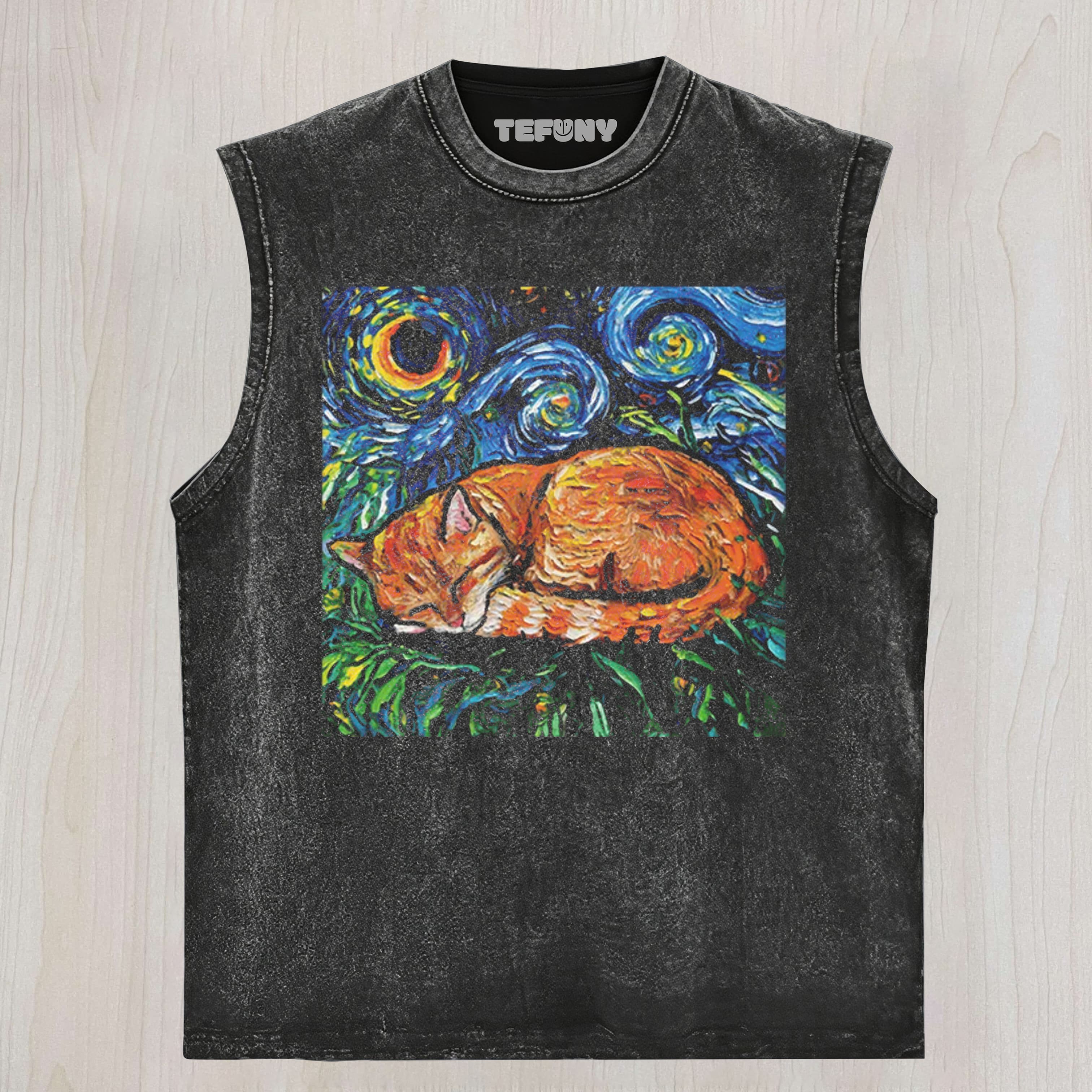 ORANGE TABBY NIGHT FULL UNISEX TEE, TANK TOP, LAYERED LS, SWEATSHIRT & HOODIE