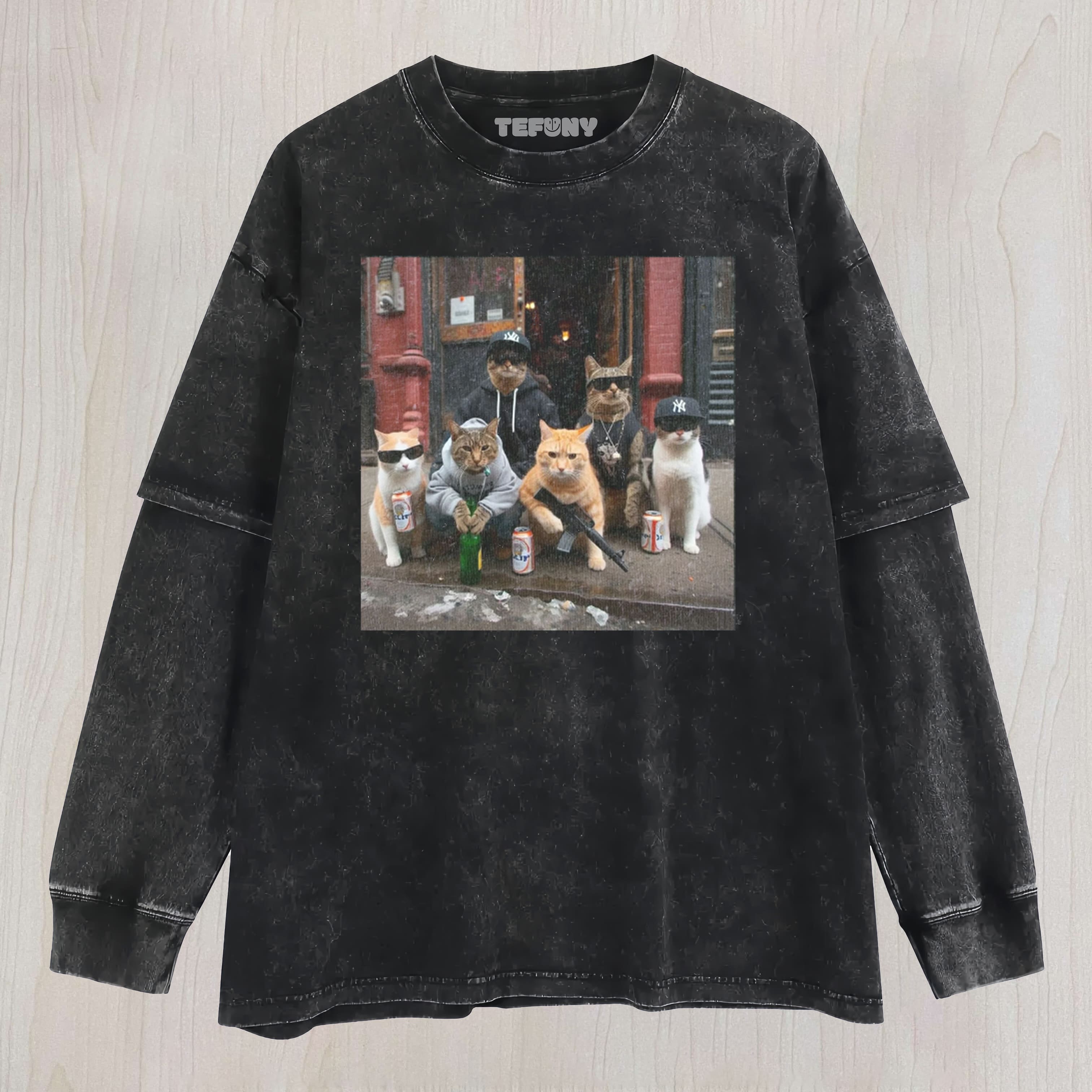 OUTLAW CAT LAYERED LONG SLEEVE