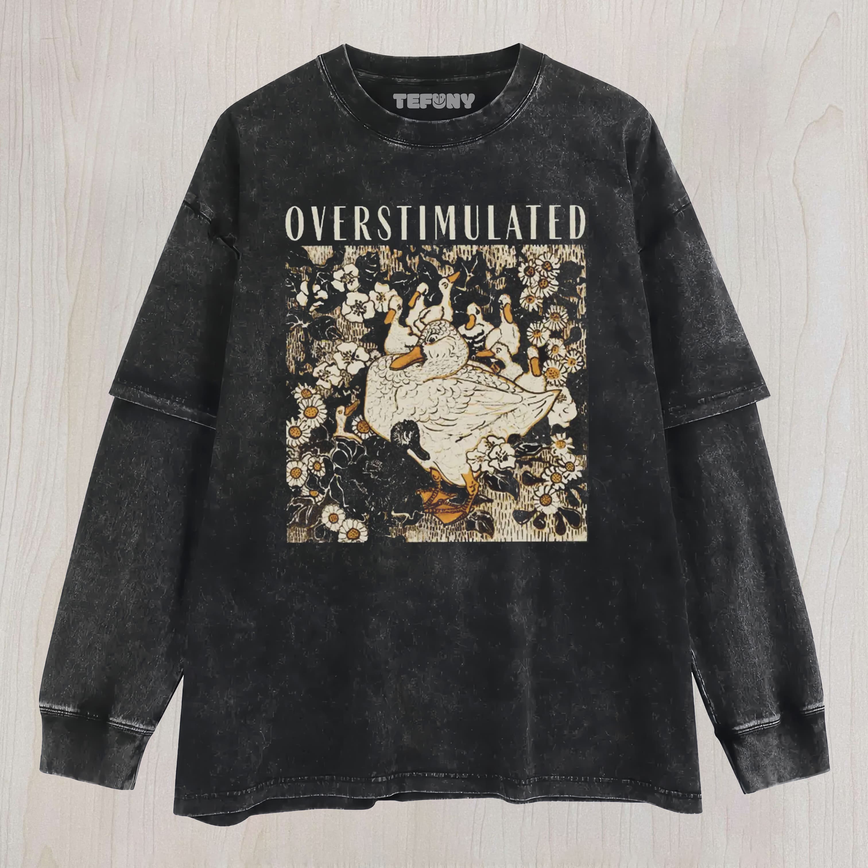OVERSTIMULATED MAMA DUCK WASHED LAYERED LONG SLEEVE