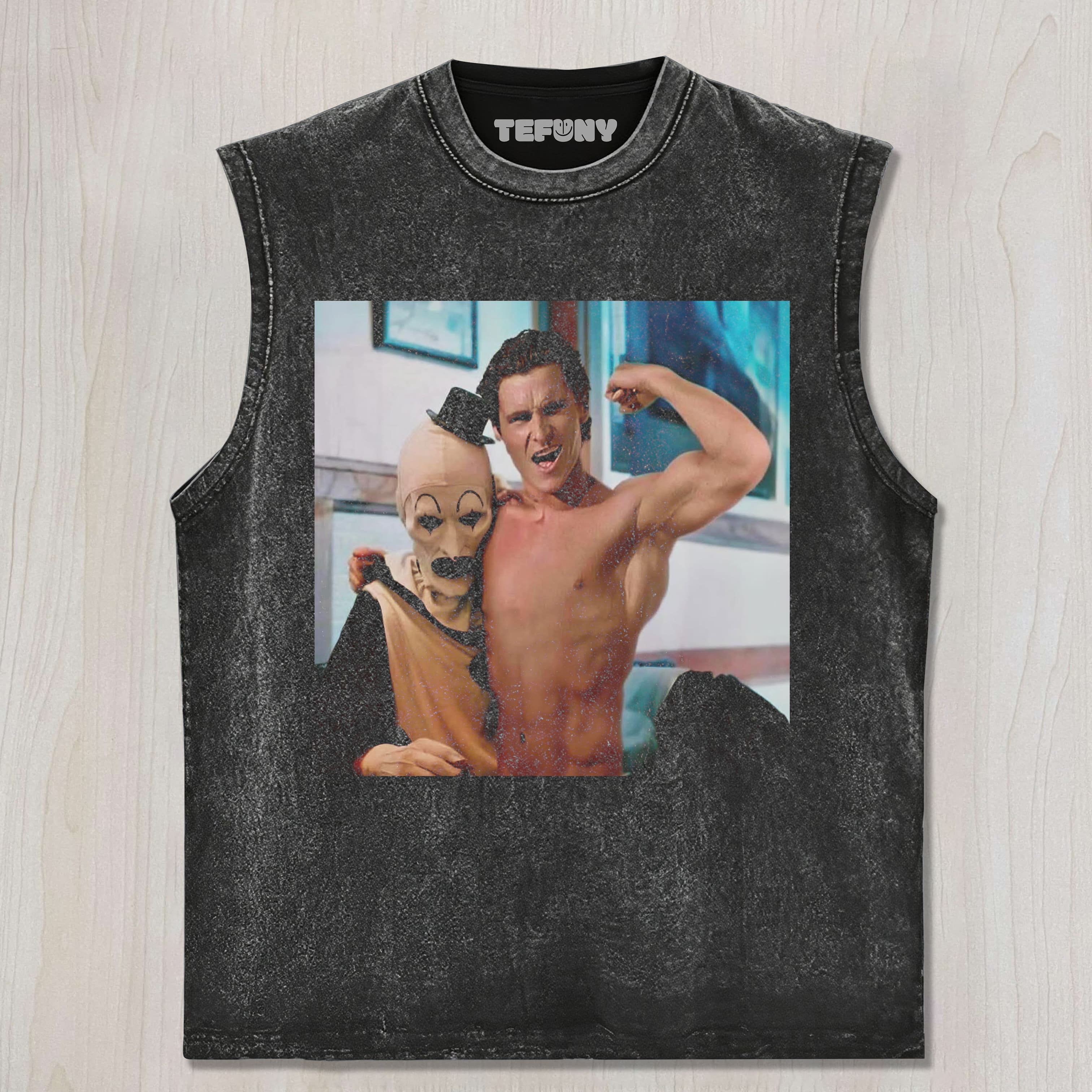PATRICK BATEMAN AND CLOWN UNISEX TEE, TANK TOP, LAYERED LS, SWEATSHIRT & HOODIE