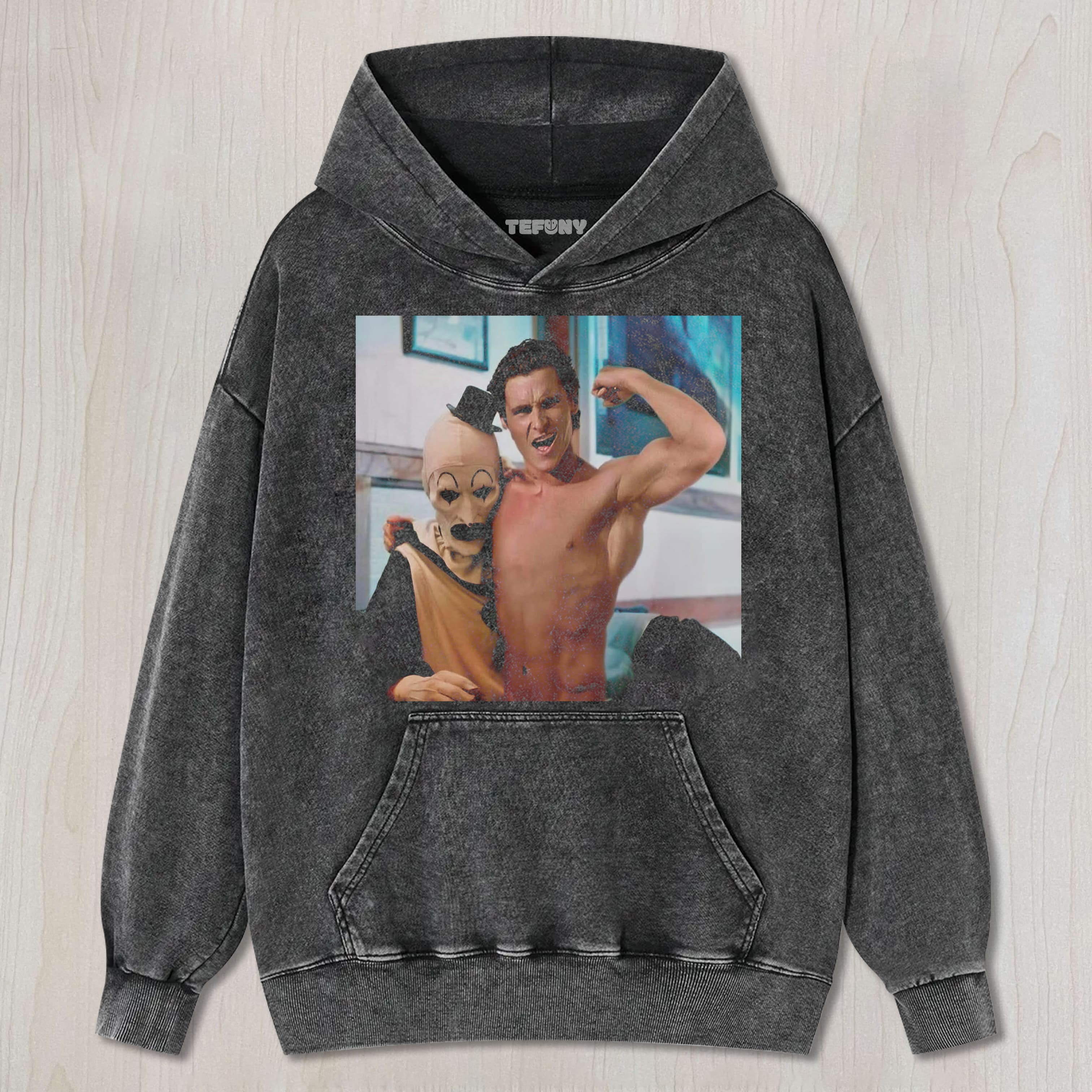 PATRICK BATEMAN AND CLOWN UNISEX TEE, TANK TOP, LAYERED LS, SWEATSHIRT & HOODIE