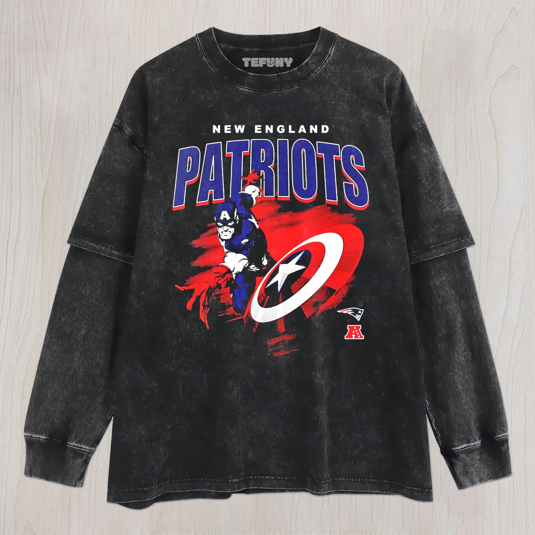PATRIOTS & CAPTAIN AMERICA UNISEX TEE, TANK TOP, LAYERED LS, SWEATSHIRT & HOODIE