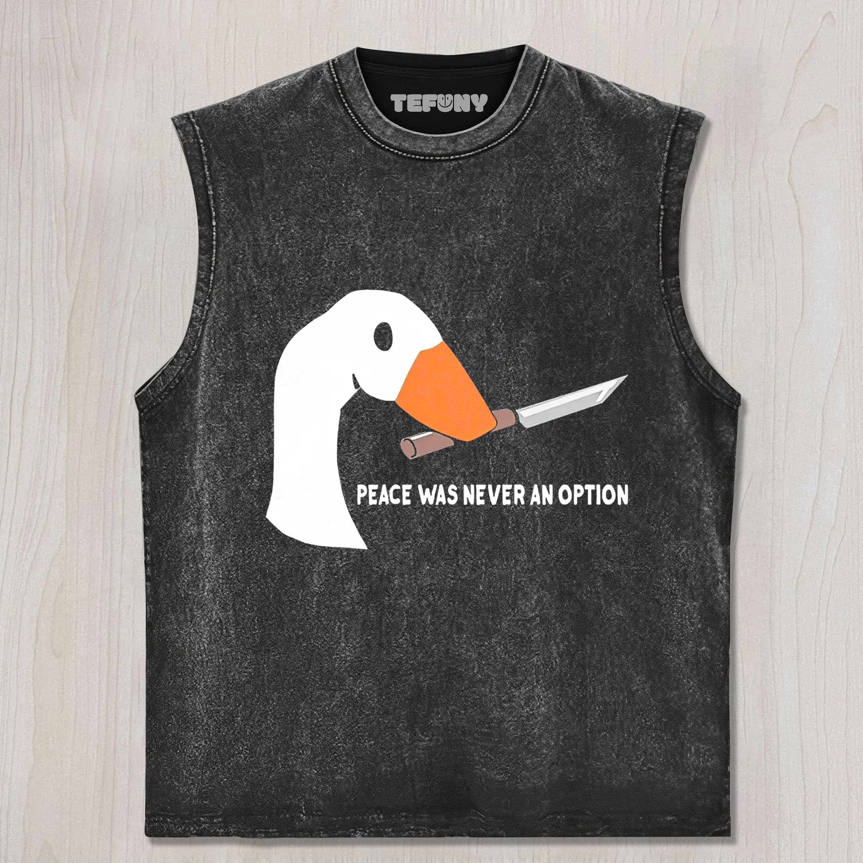 PEACE WAS NEVER AN OPTION KNIFE GOOSE TANK TOP