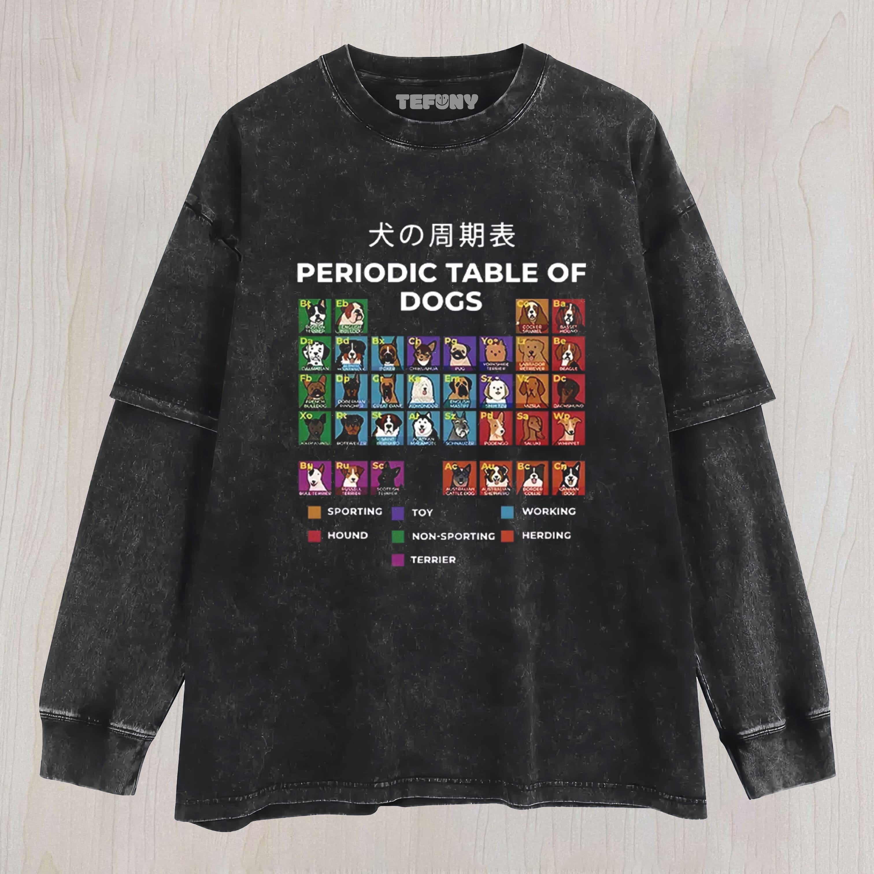 PERIODIC TABLE OF DOGS UNISEX TEE, TANK TOP, LAYERED LS, SWEATSHIRT & HOODIE