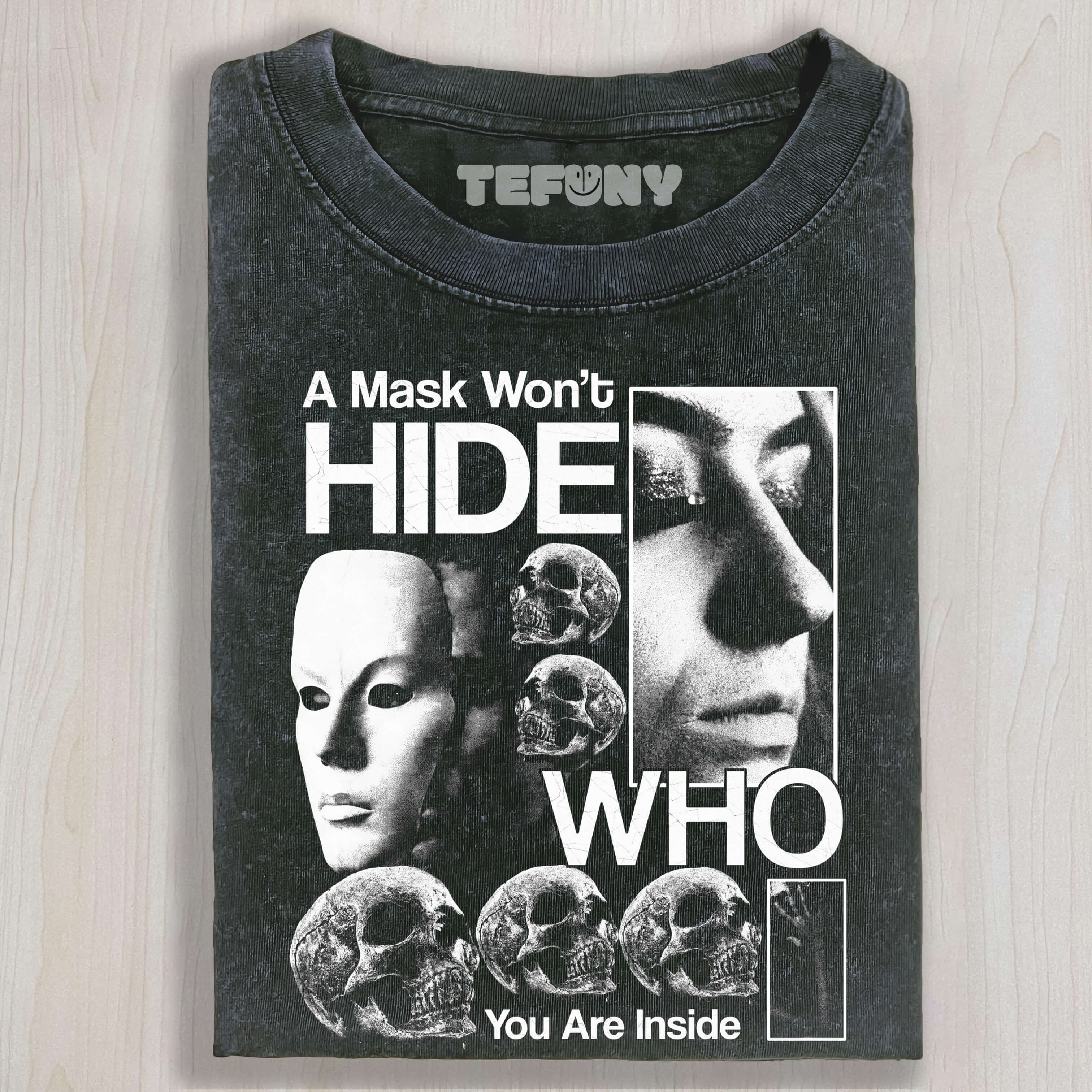 PERSON WEARING MASK T-SHIRT