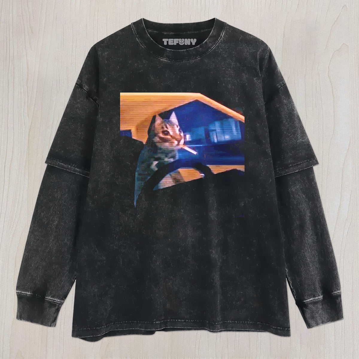 PIXEL SMOKING CAT UNISEX TEE, TANK TOP, LAYERED LS, SWEATSHIRT & HOODIE