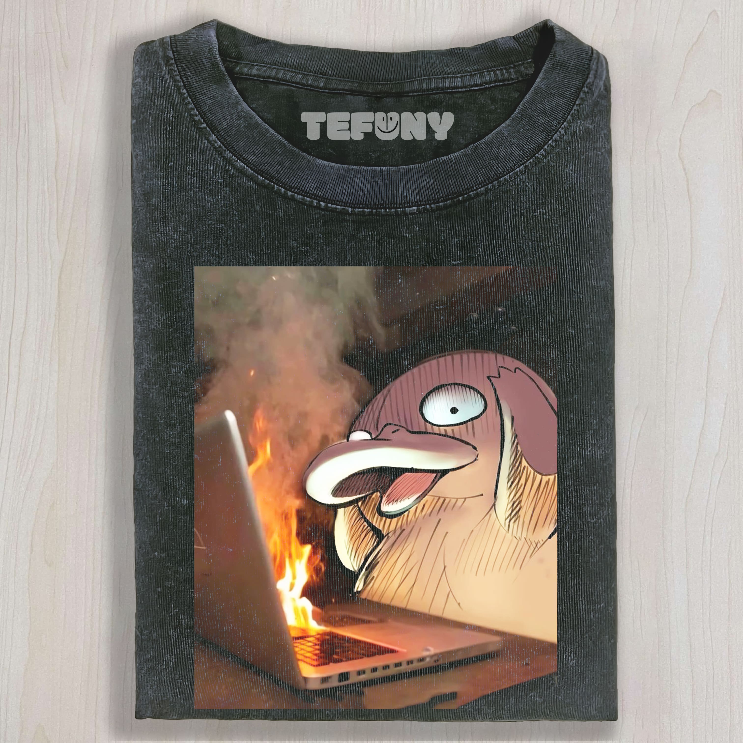 PSYDUCK USING A LAPTOP UNISEX TEE, TANK TOP, LAYERED LS, SWEATSHIRT & HOODIE