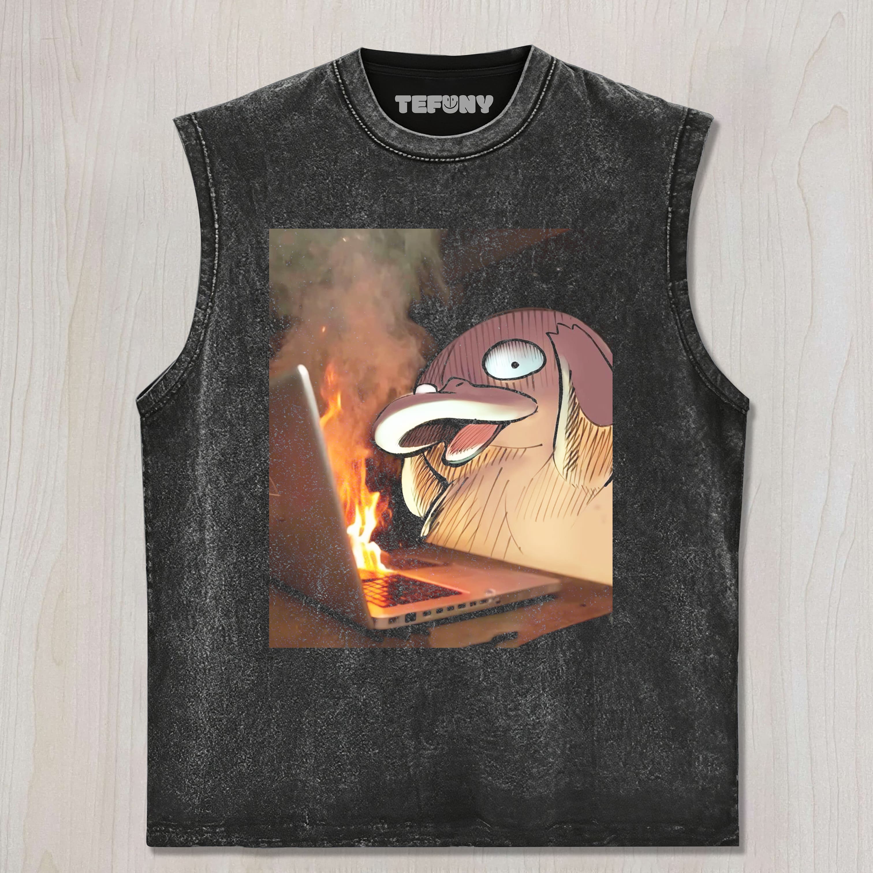 PSYDUCK USING A LAPTOP UNISEX TEE, TANK TOP, LAYERED LS, SWEATSHIRT & HOODIE