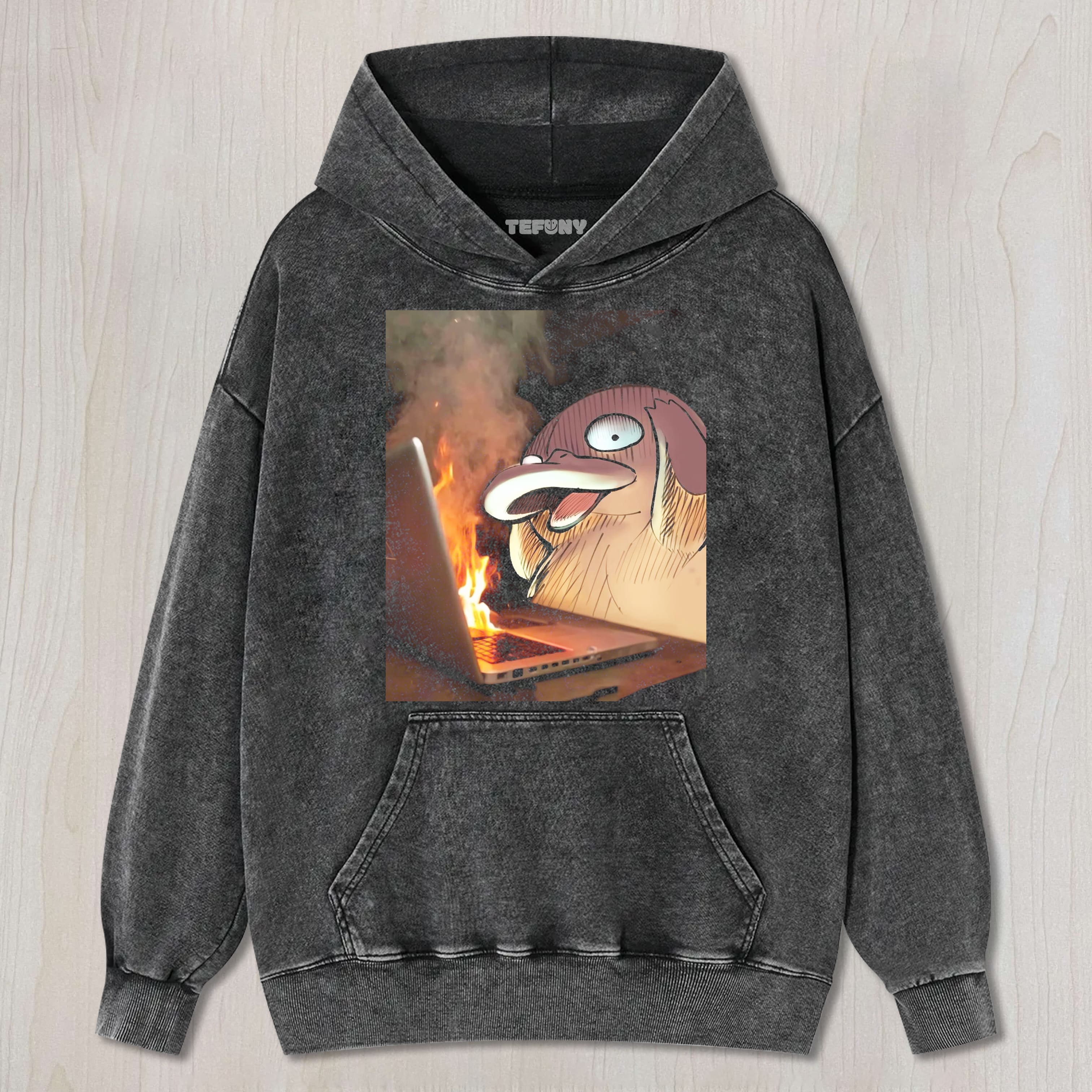 PSYDUCK USING A LAPTOP UNISEX TEE, TANK TOP, LAYERED LS, SWEATSHIRT & HOODIE