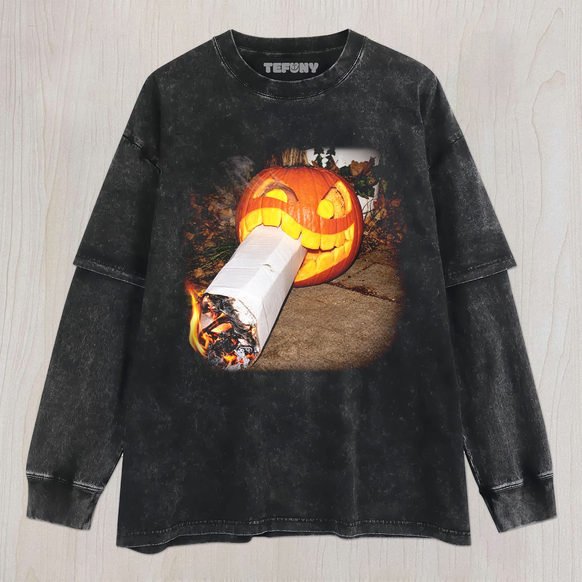 PUMPKIN-HEAD SMOKING UNISEX TEE, TANK TOP, LAYERED LS, SWEATSHIRT & HOODIE