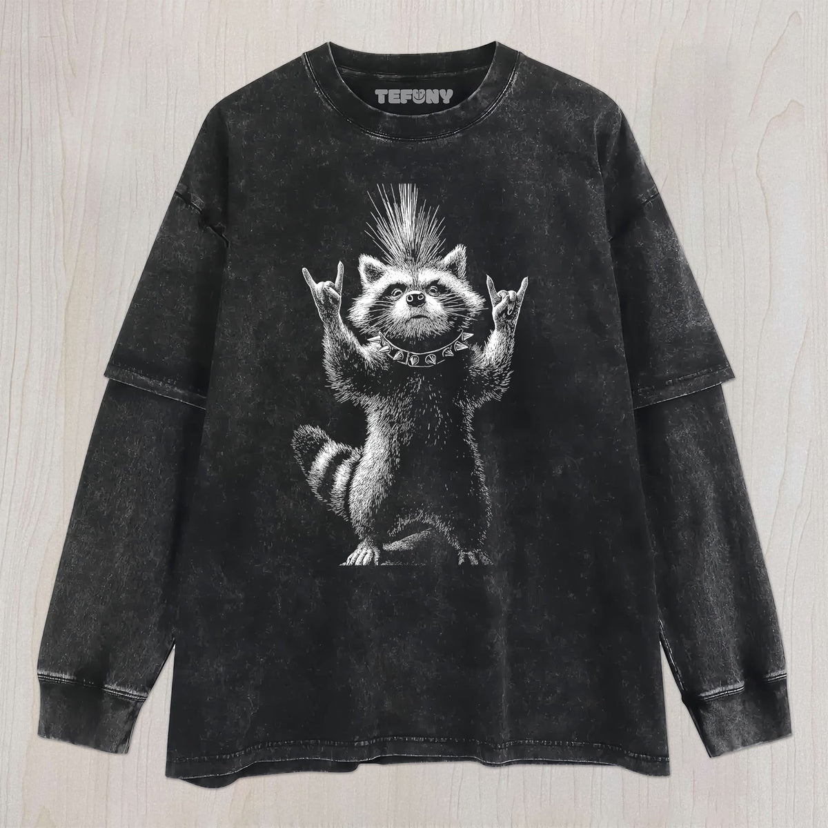 PUNK RACCOON ROCK AND ROLL UNISEX TEE, TANK TOP, LAYERED LS, SWEATSHIRT & HOODIE