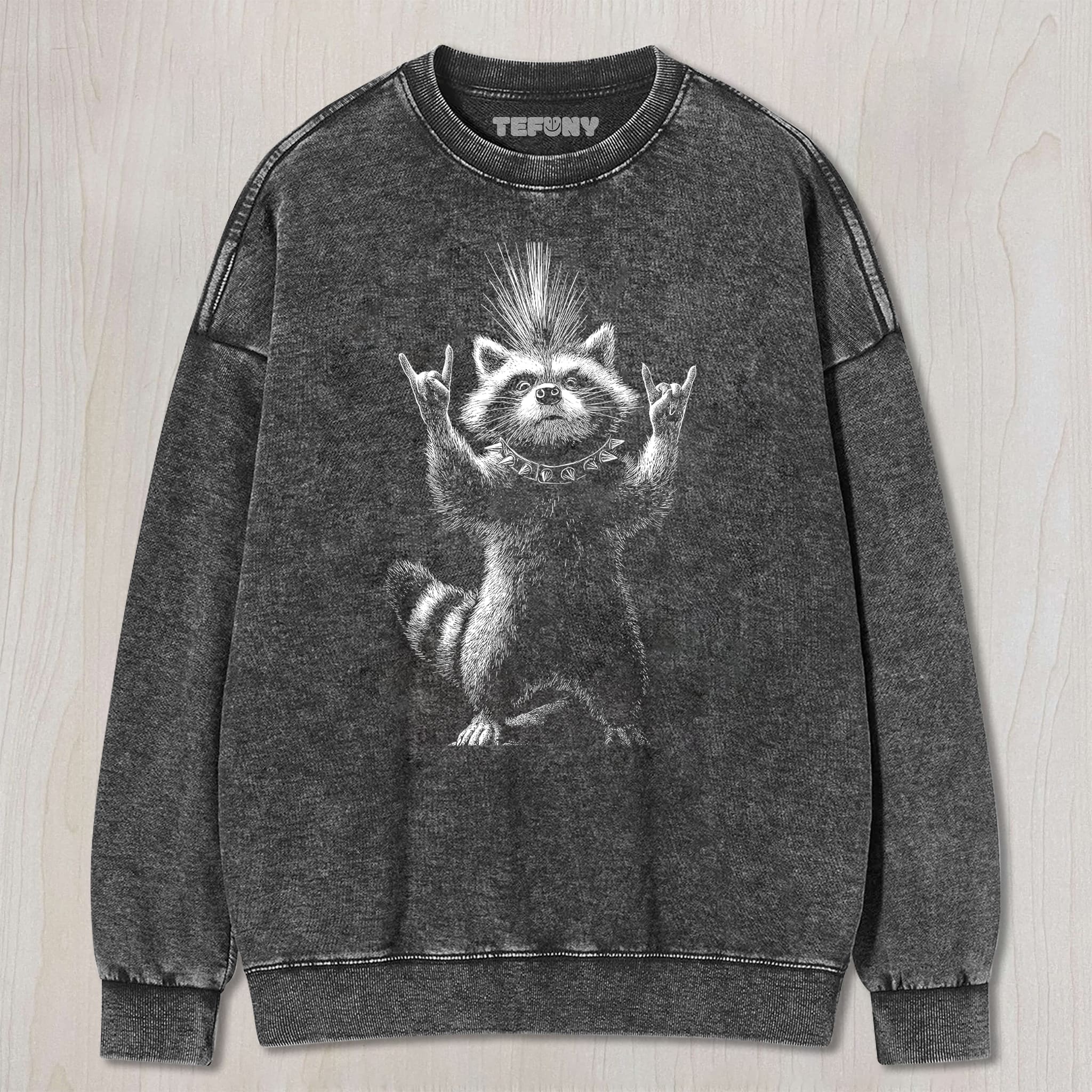 PUNK RACCOON ROCK AND ROLL UNISEX TEE, TANK TOP, LAYERED LS, SWEATSHIRT & HOODIE