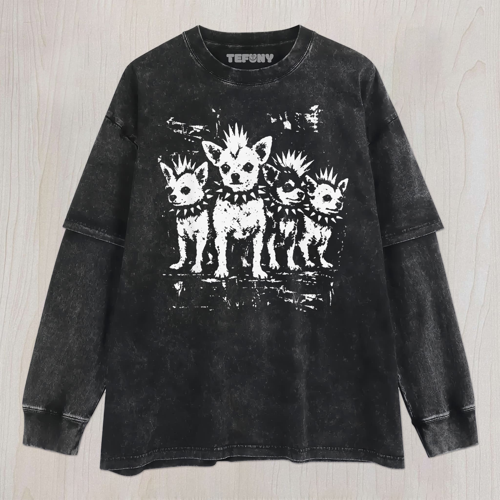 PUNK ROCK CHIHUAHUA GRAPHIC V3 T-SHIRT UNISEX TEE, TANK TOP, LAYERED LS, SWEATSHIRT & HOODIE