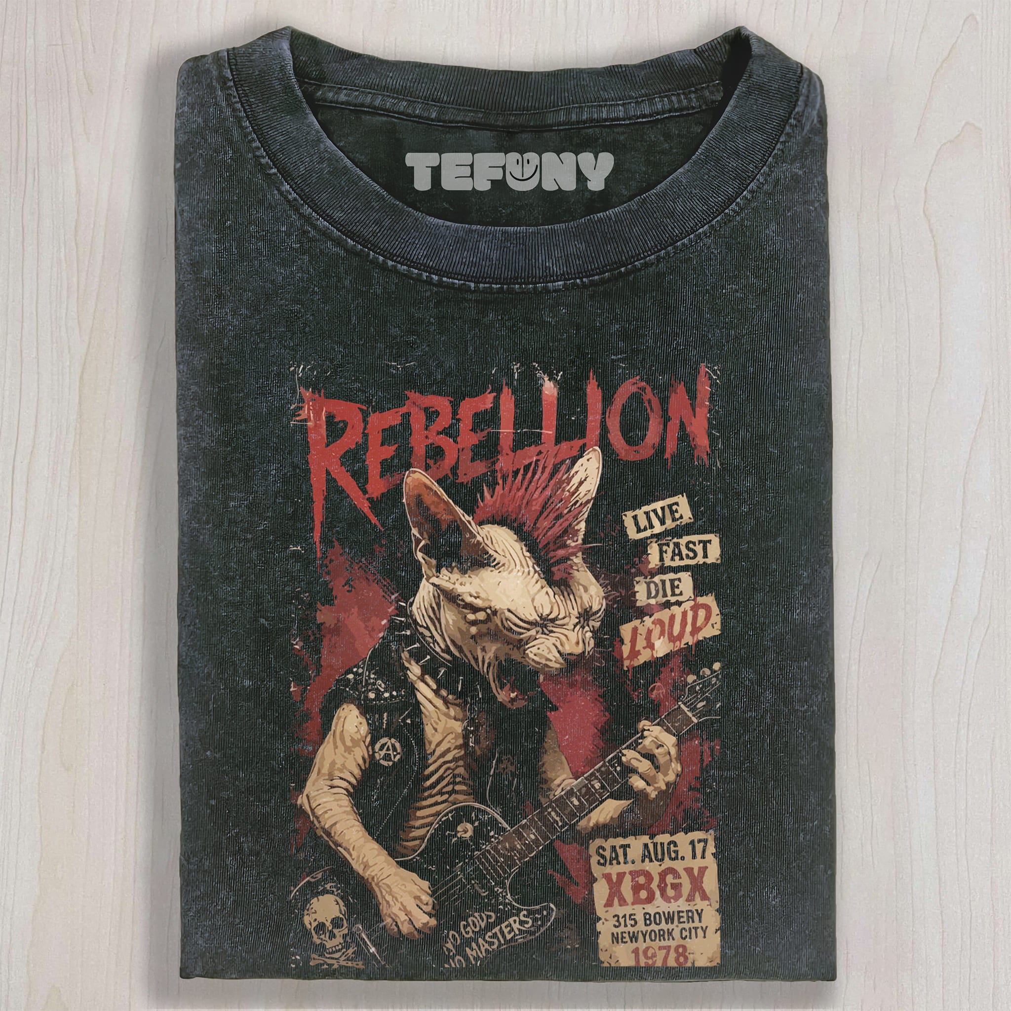 PUNK ROCK REBELLION SPHYNX CAT UNISEX TEE, TANK TOP, LAYERED LS, SWEATSHIRT & HOODIE