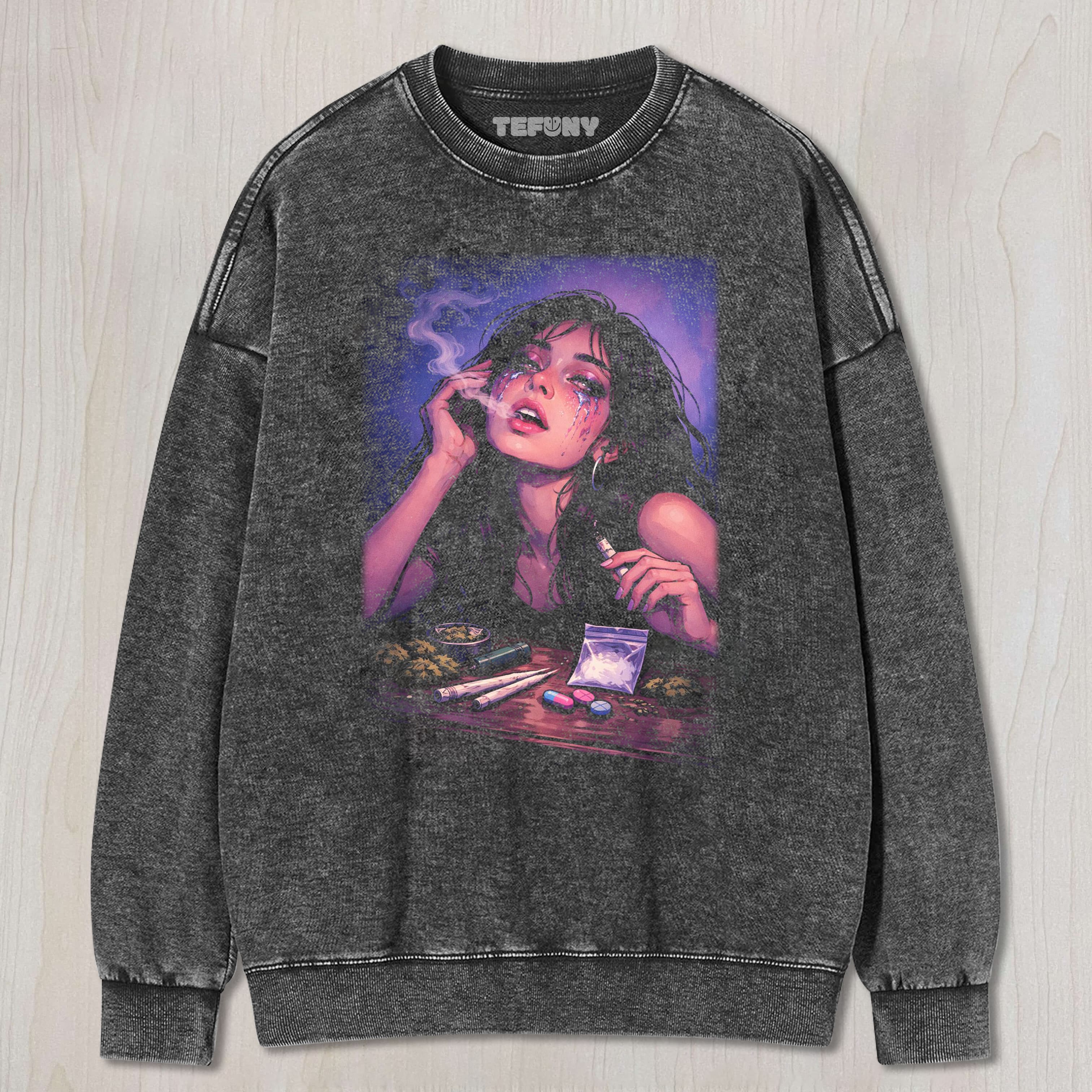 PURPLE-HAIRED WOMAN TEE & SWEAT & HOOD