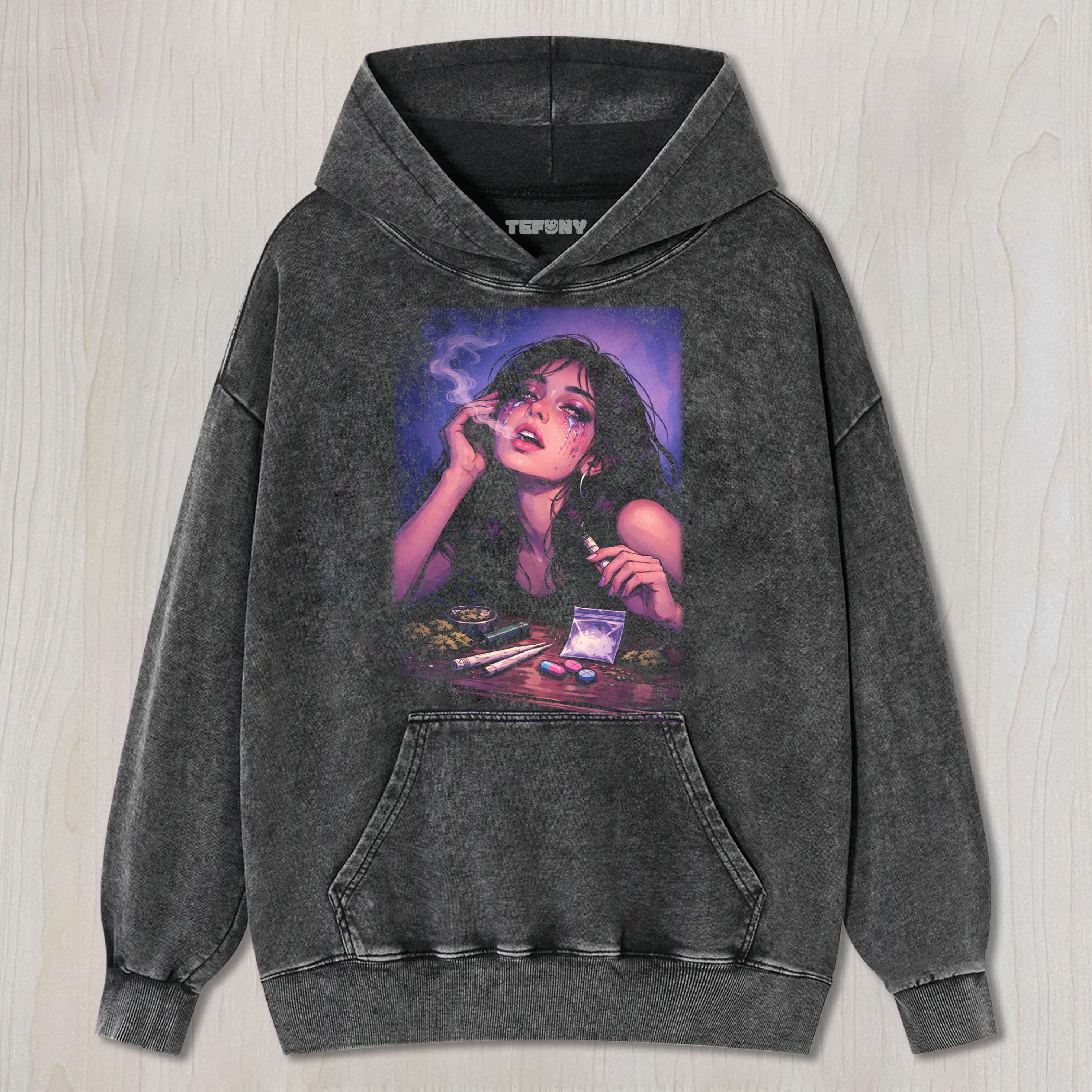 PURPLE-HAIRED WOMAN TEE & SWEAT & HOOD