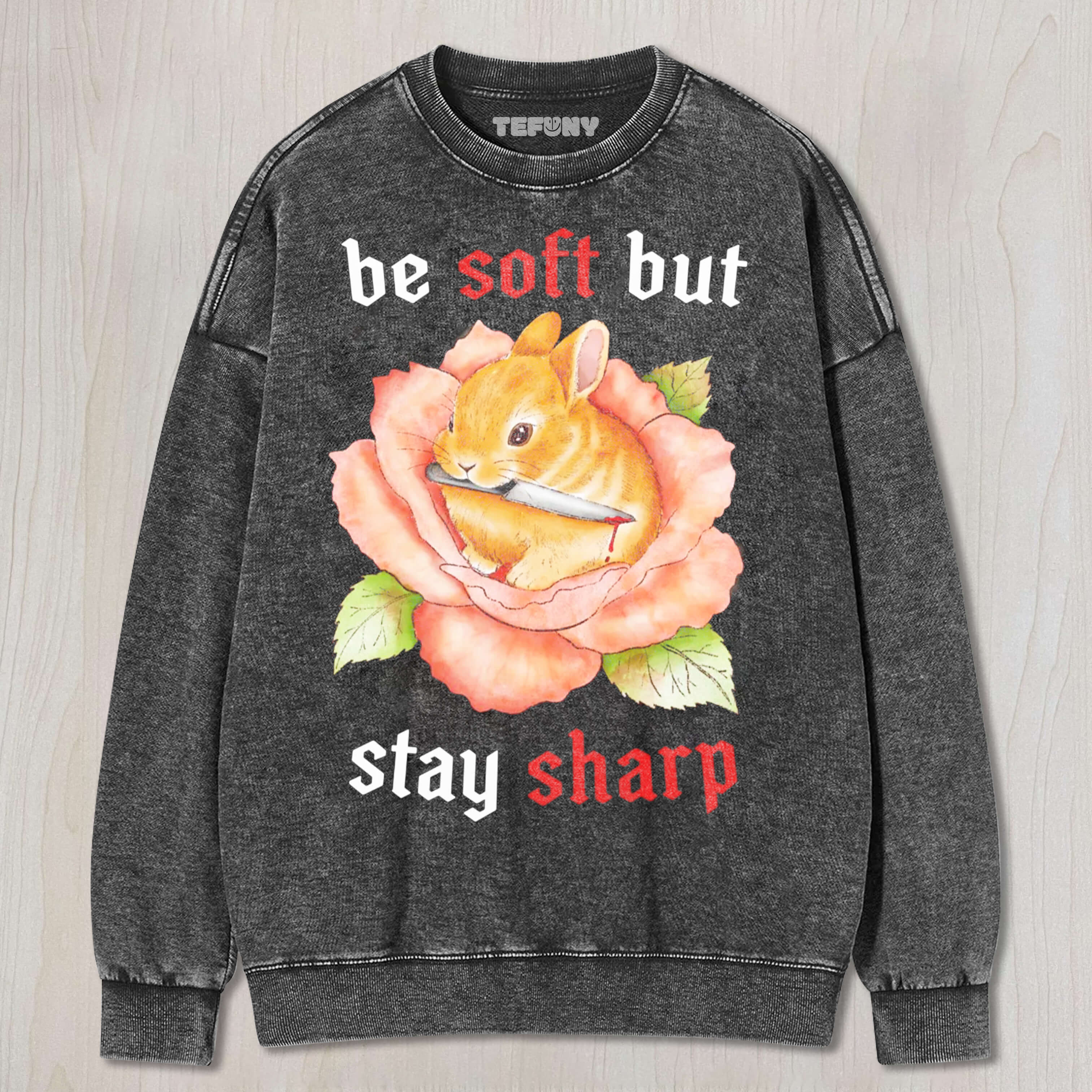 RABBIT BITES KNIFE T-SHIRT