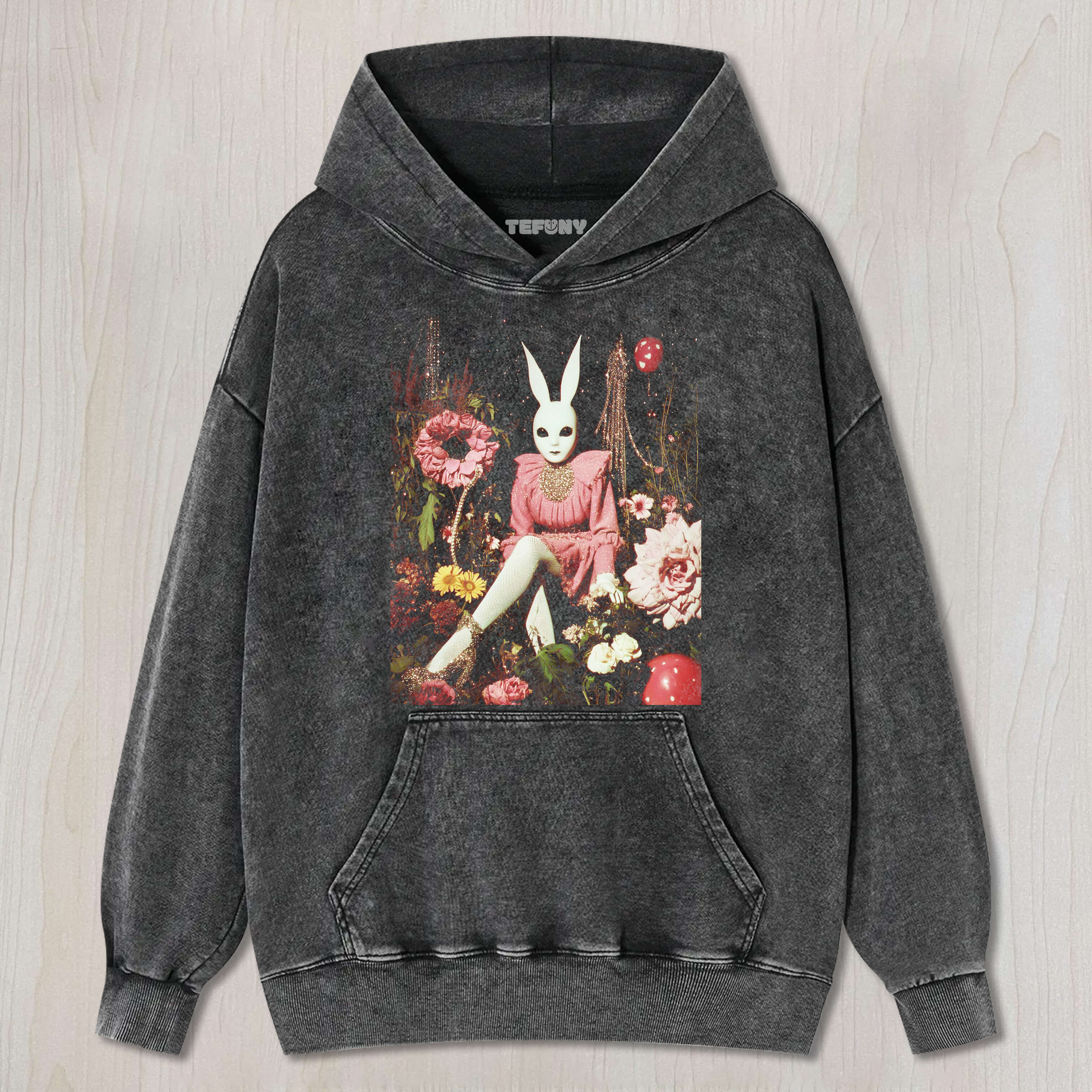 RABBIT MASK IN THE FLOWER BUSHES T-SHIRT & LONG SLEEVES & HOODIES