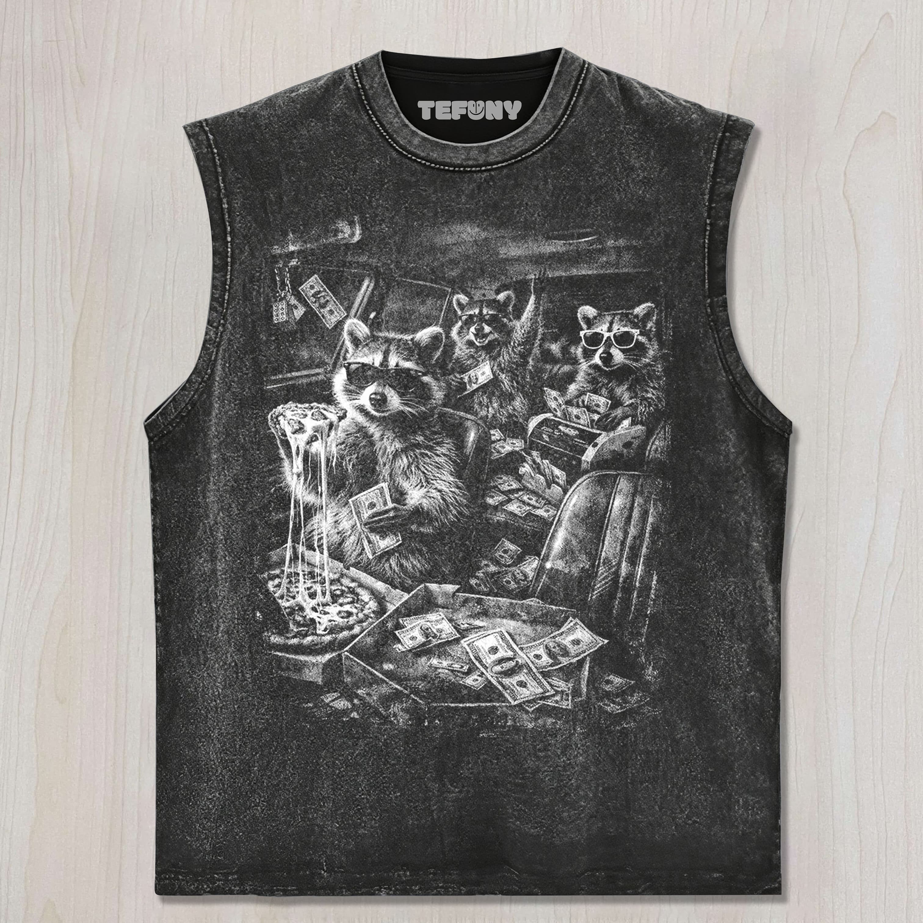 RACCOON GANG PIZZA UNISEX TEE, TANK TOP, LAYERED LS, SWEATSHIRT & HOODIE