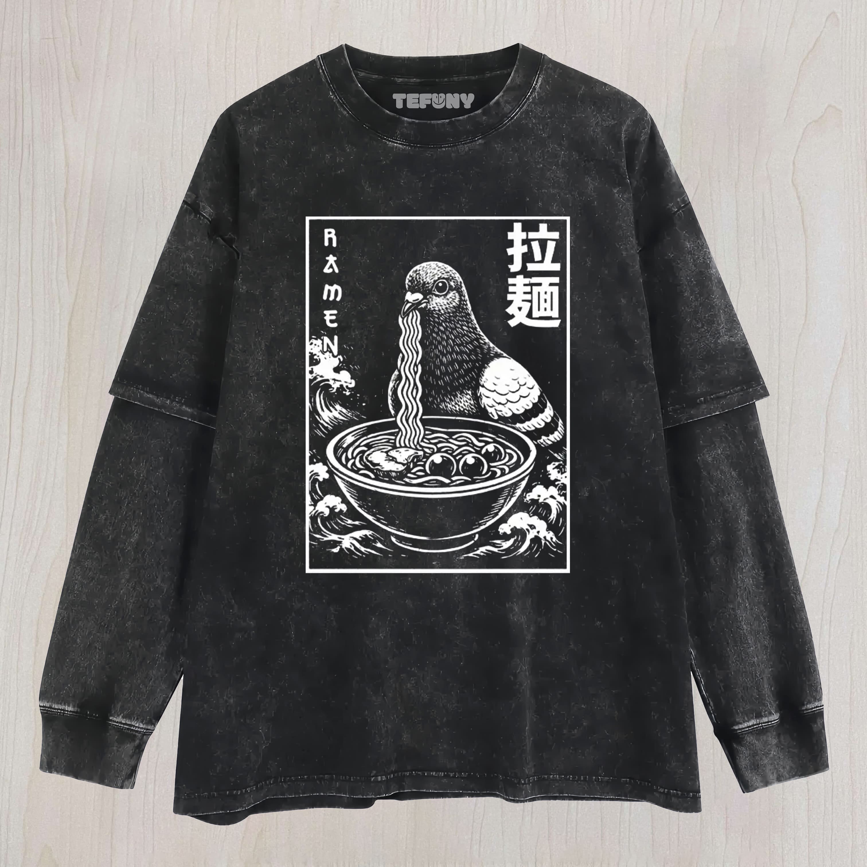 RAMEN PIGEON UNISEX TEE, TANK TOP, LAYERED LS, SWEATSHIRT & HOODIE