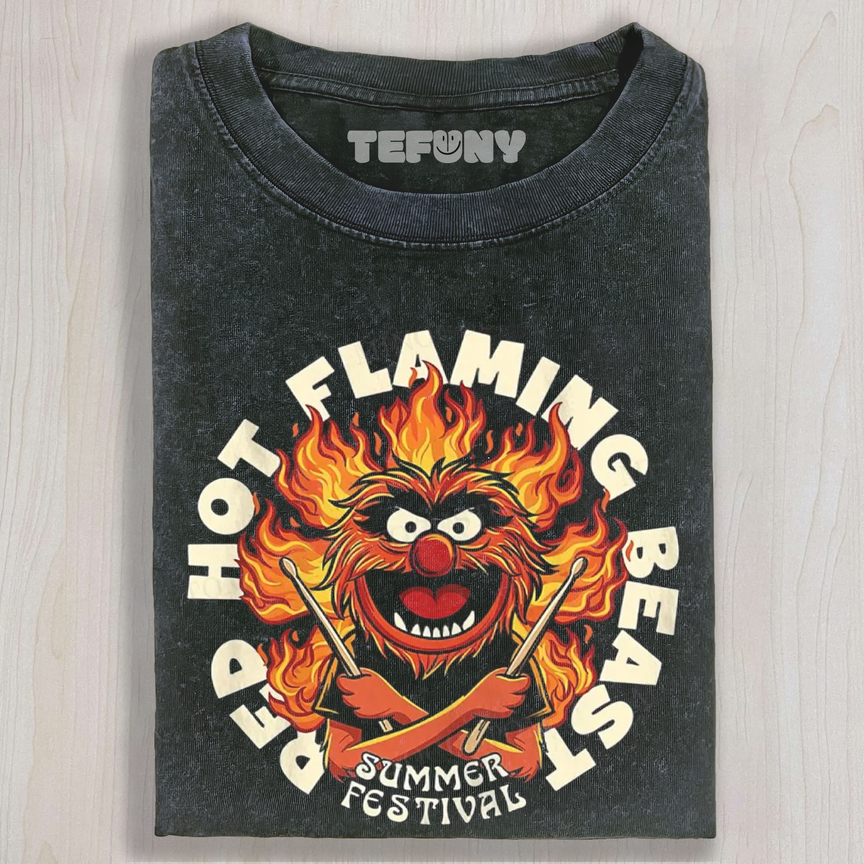 RED HOT FLAMING BEAST COTTON UNISEX TEE, TANK TOP, LAYERED LS, SWEATSHIRT & HOODIE
