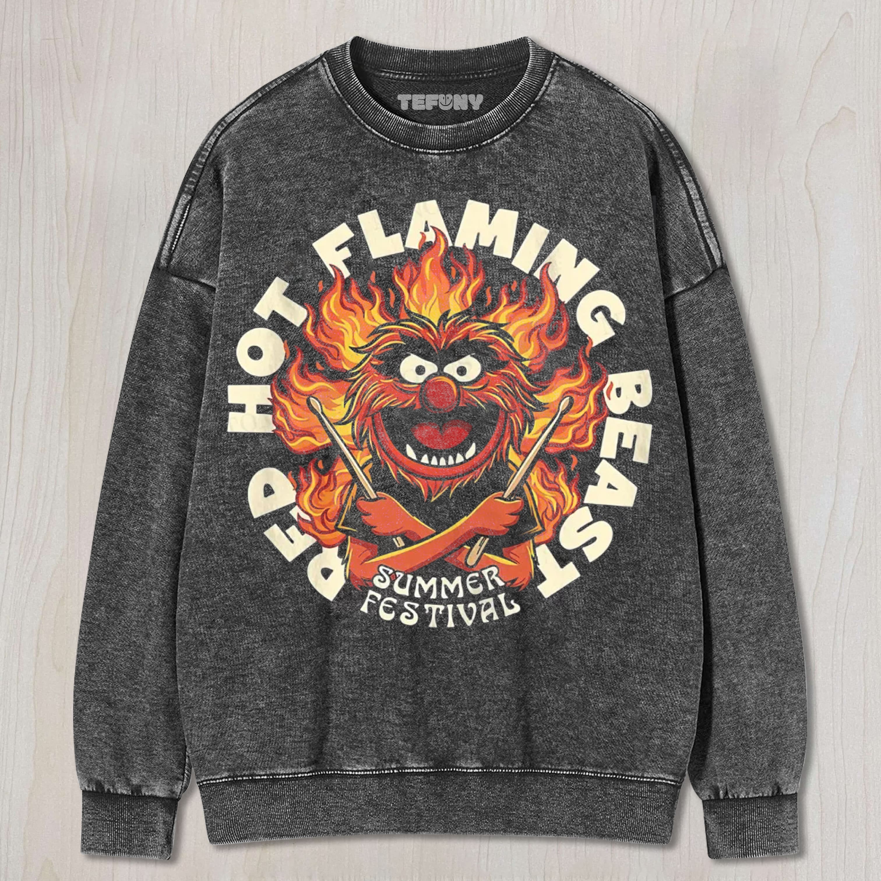 RED HOT FLAMING BEAST COTTON UNISEX TEE, TANK TOP, LAYERED LS, SWEATSHIRT & HOODIE