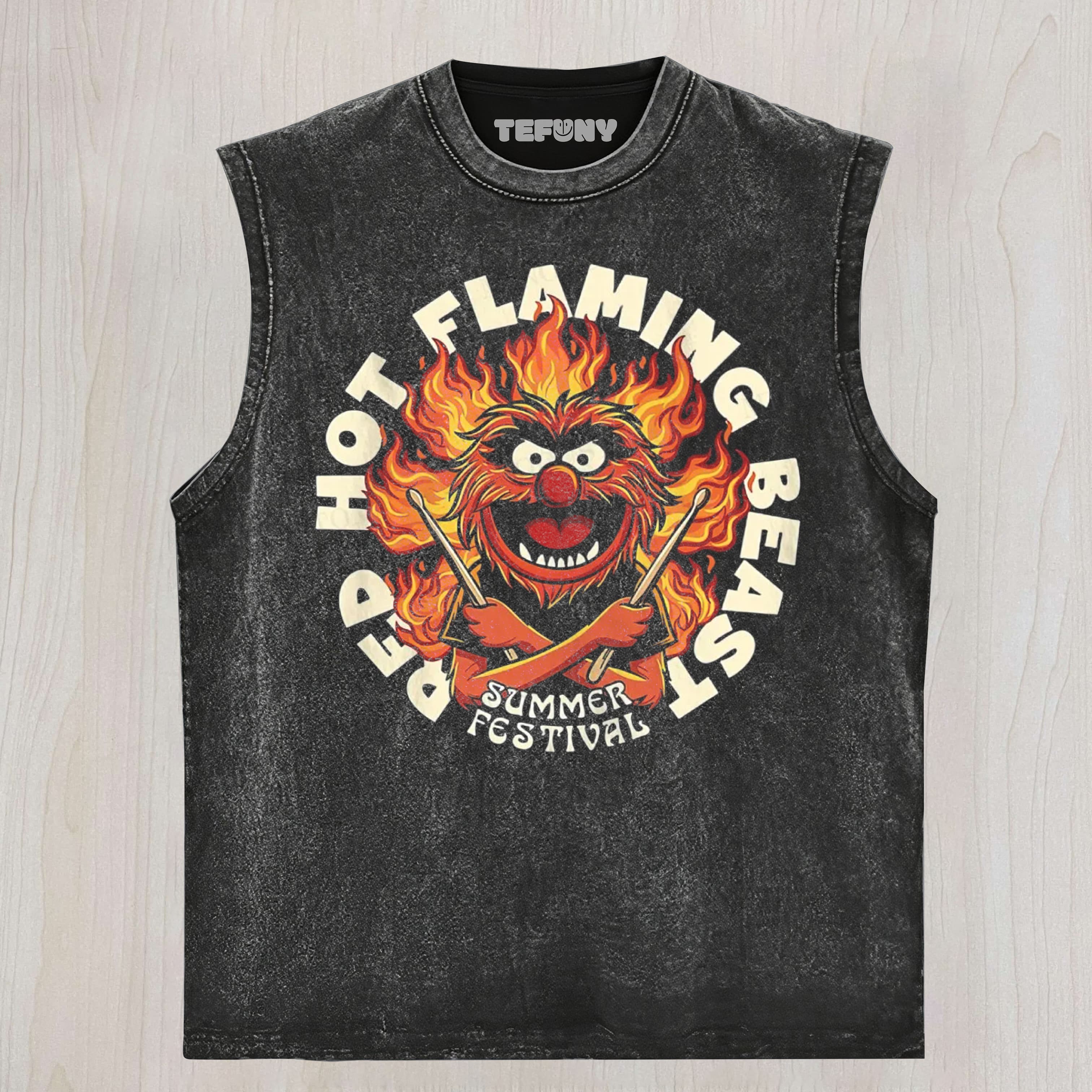 RED HOT FLAMING BEAST COTTON UNISEX TEE, TANK TOP, LAYERED LS, SWEATSHIRT & HOODIE
