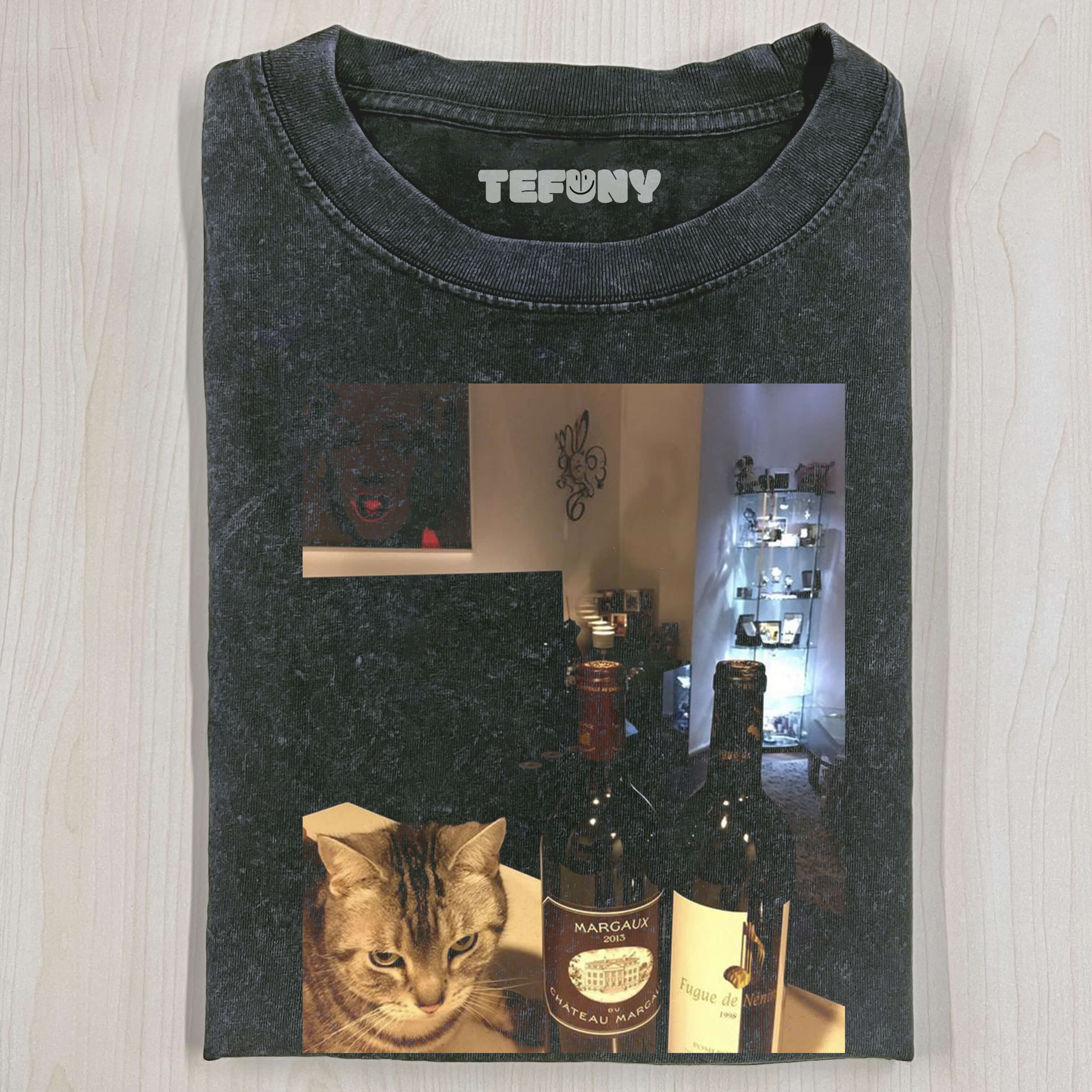 RED WINE AND CATS T-THIRT