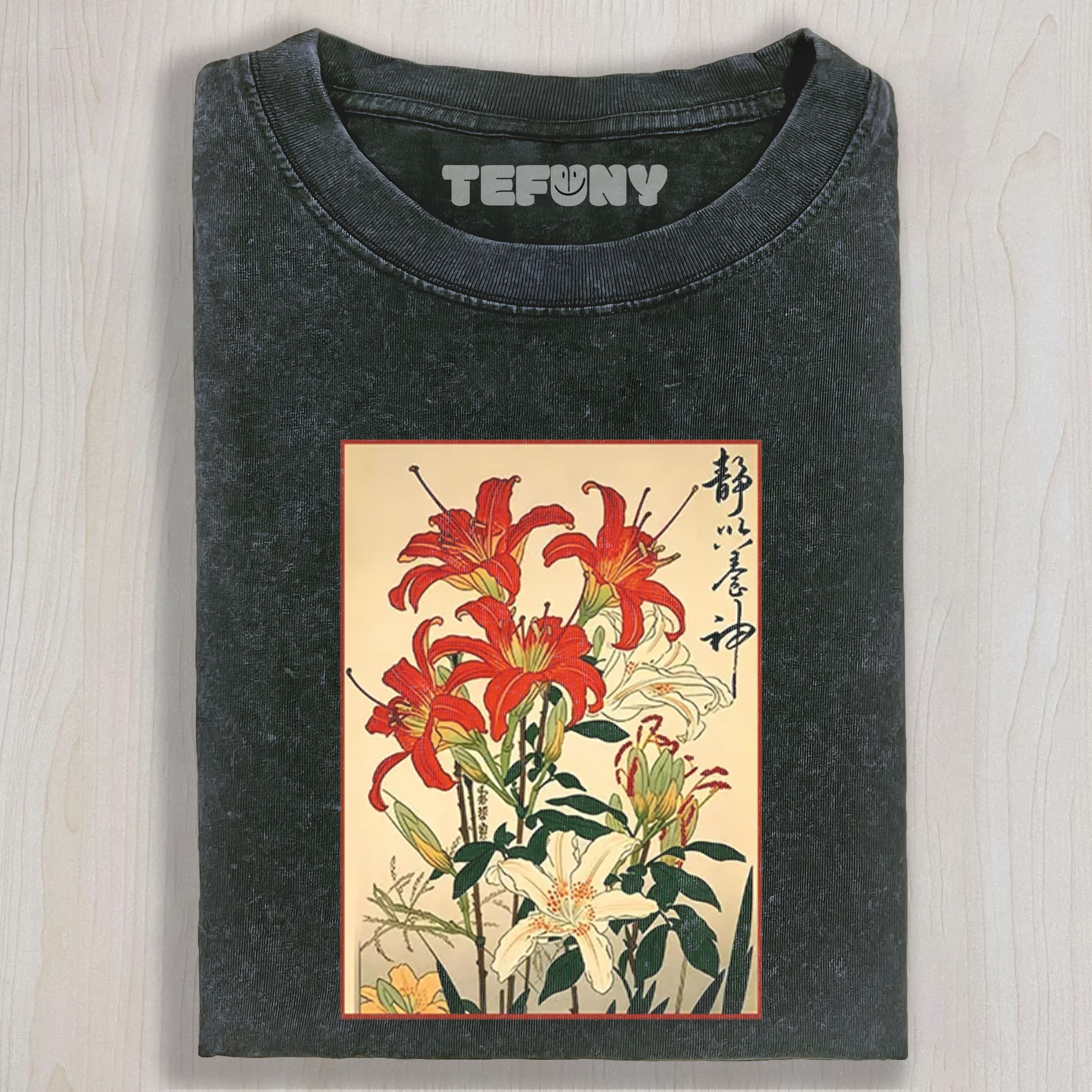 RED AND WHITE LILIES WASHED TEE & SWEAT & HOOD
