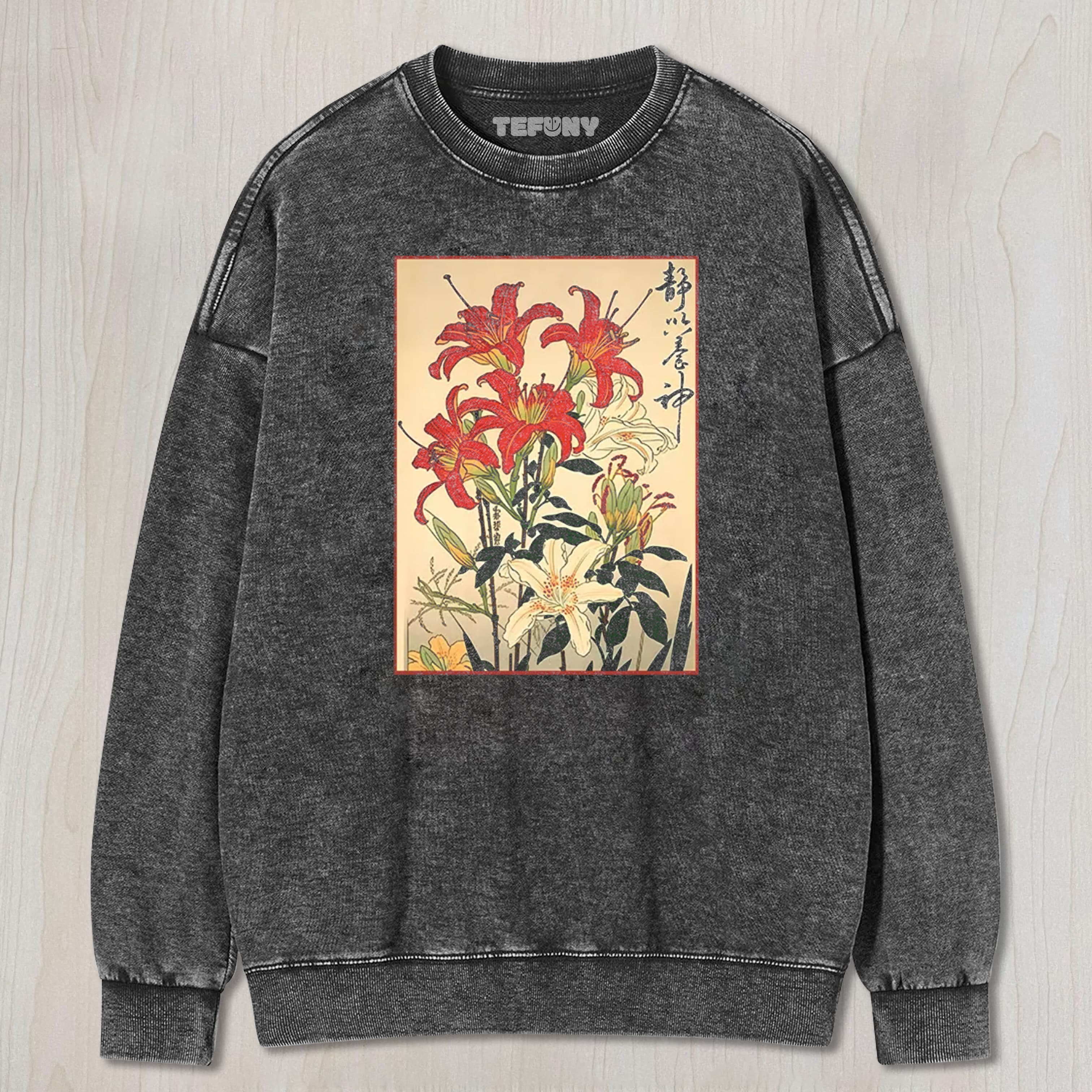RED AND WHITE LILIES WASHED TEE & SWEAT & HOOD