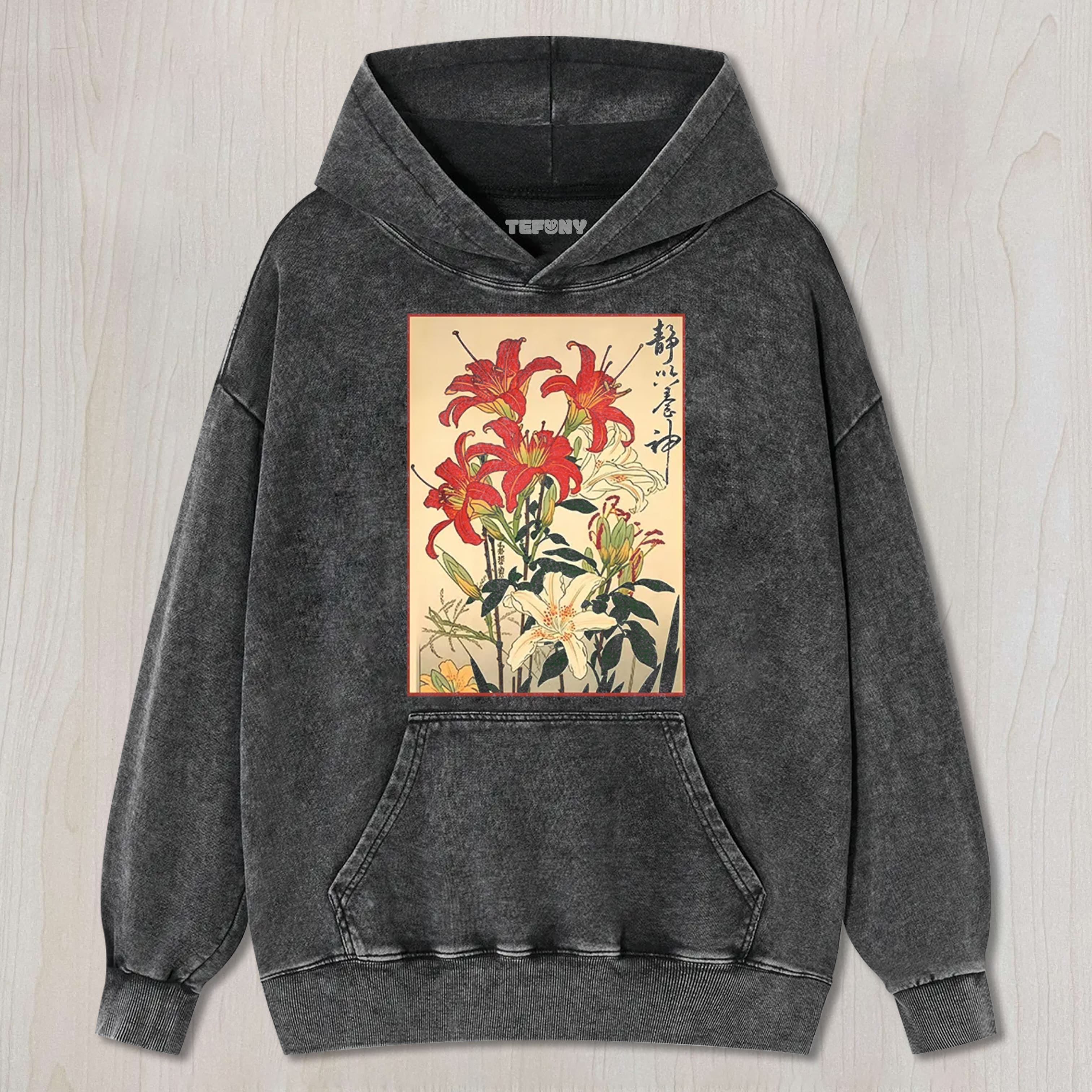 RED AND WHITE LILIES WASHED TEE & SWEAT & HOOD
