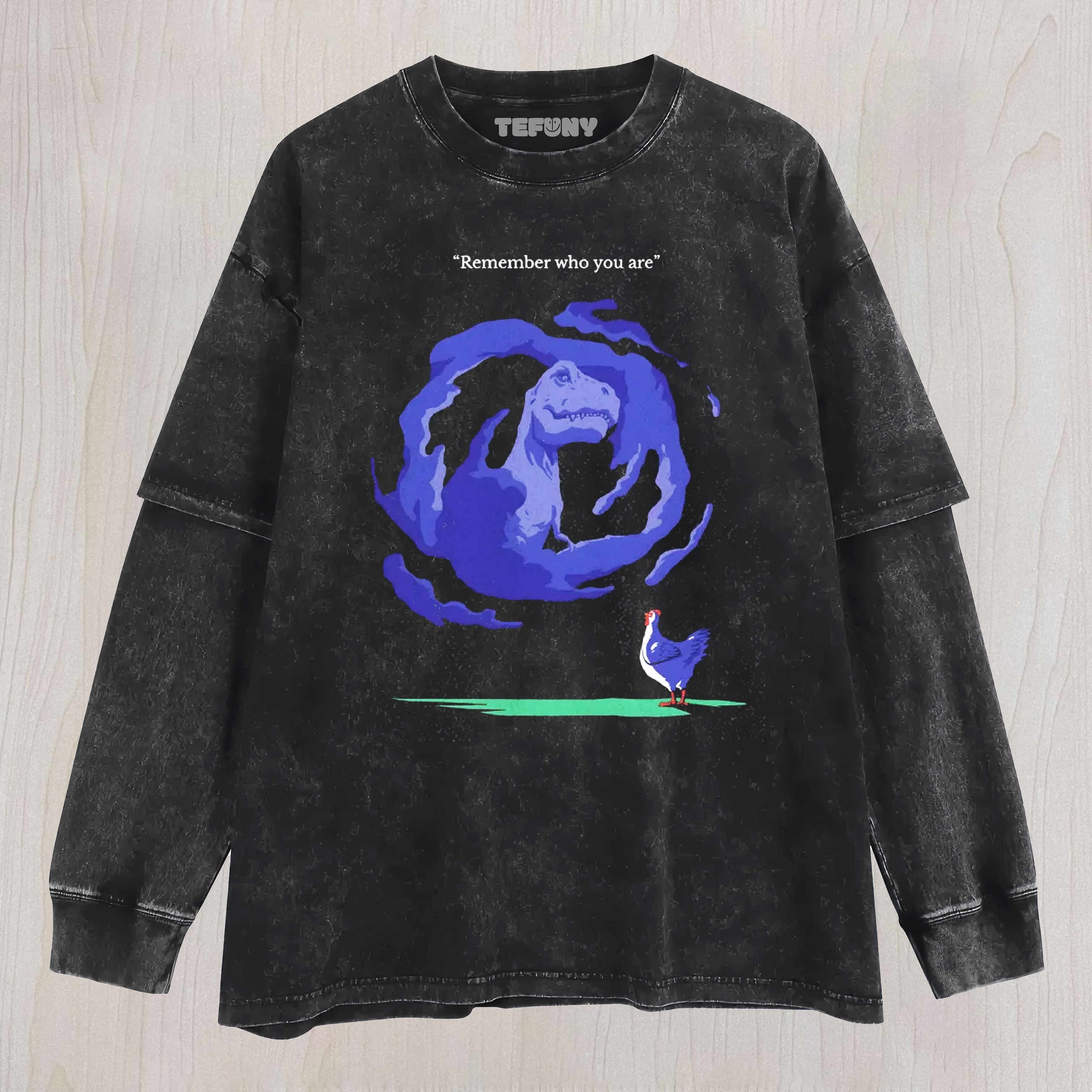 REMEMBER WHO YOU ARE DINOSAUR LAYERED LONG SLEEVE