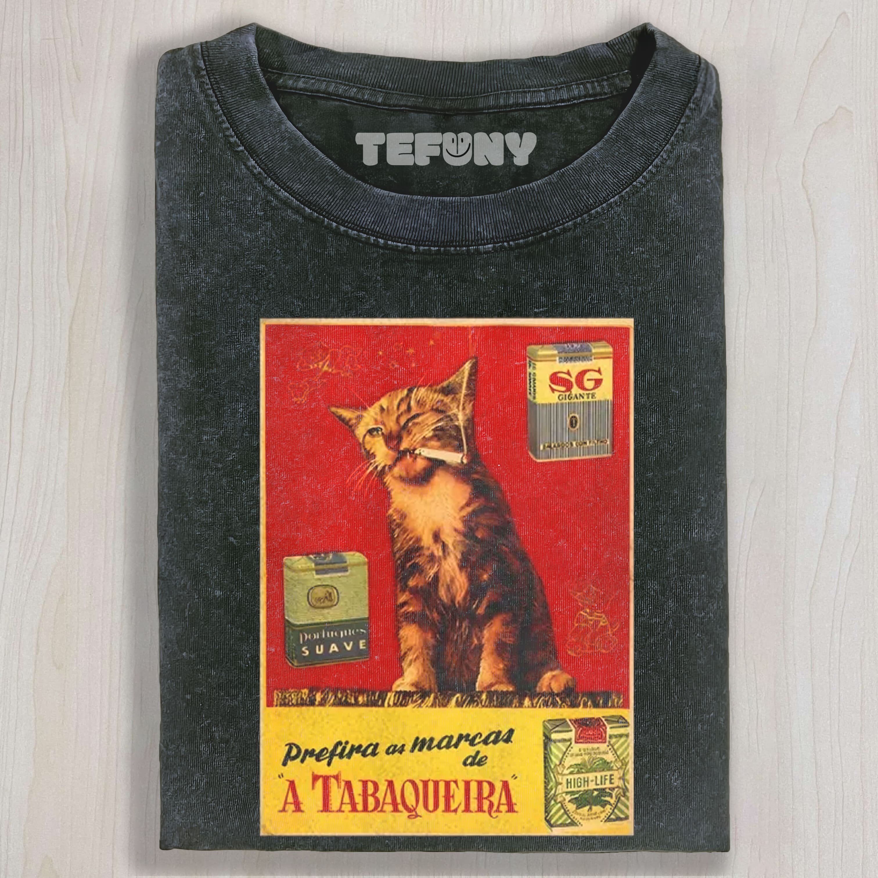 RETRO-STYLE SMOKING CAT UNISEX TEE, TANK TOP, LAYERED LS, SWEATSHIRT & HOODIE