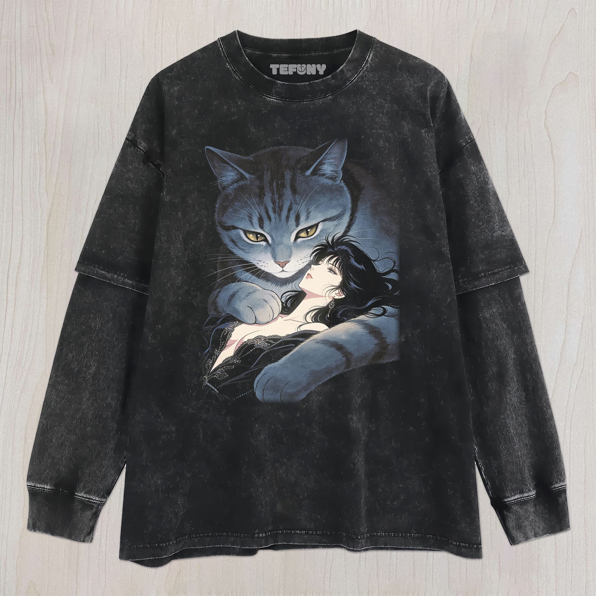 RETRO 90S GIRL AND CAT UNISEX TEE, TANK TOP, LAYERED LS, SWEATSHIRT & HOODIE
